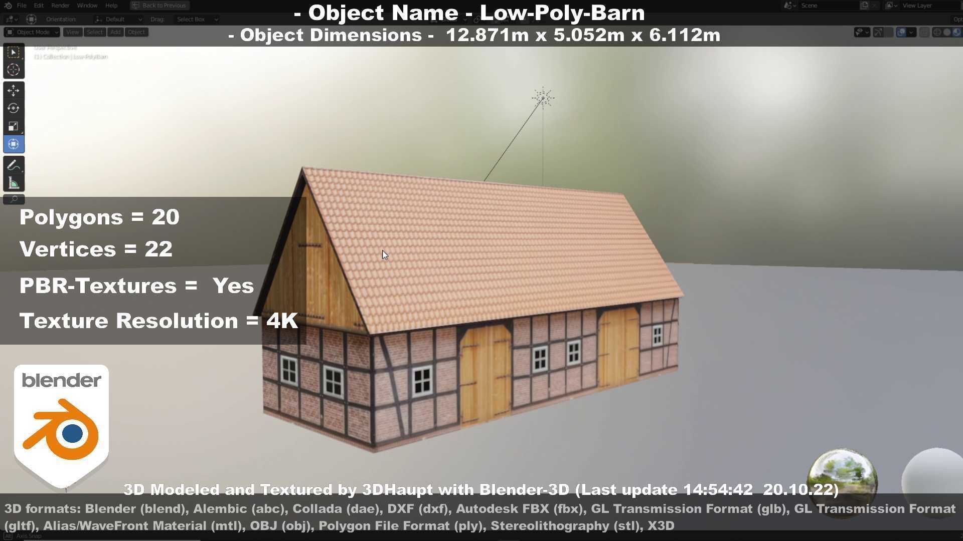 Half-Timbered Barn Low-poly 3D model_132