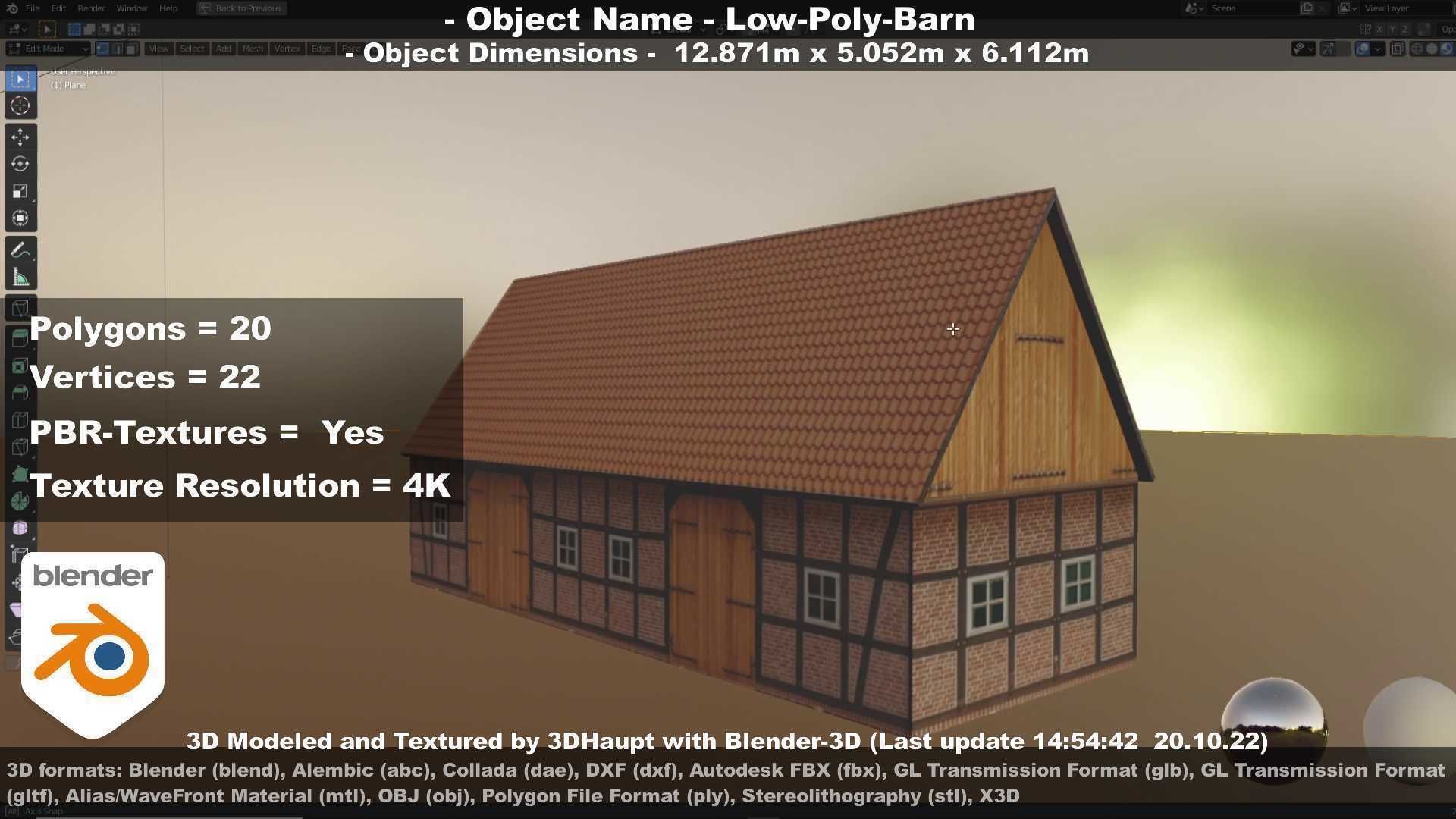 Half-Timbered Barn Low-poly 3D model_99