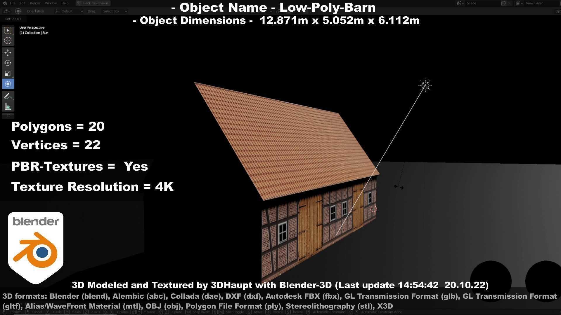 Half-Timbered Barn Low-poly 3D model_70