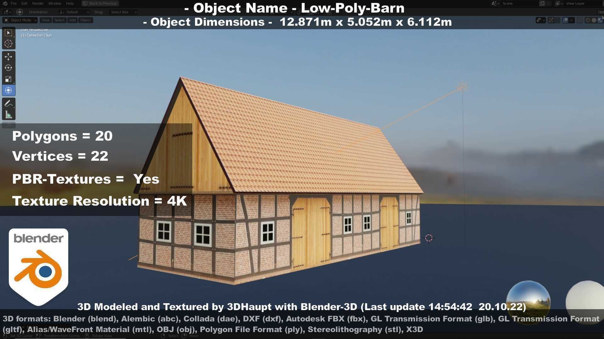 Half-Timbered Barn Low-poly 3D model_97