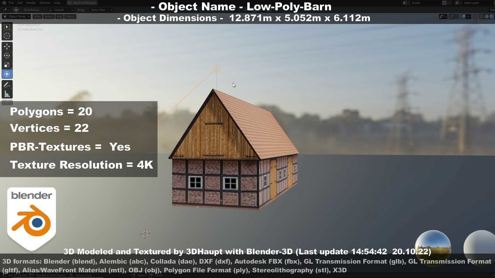 Half-Timbered Barn Low-poly 3D model_56