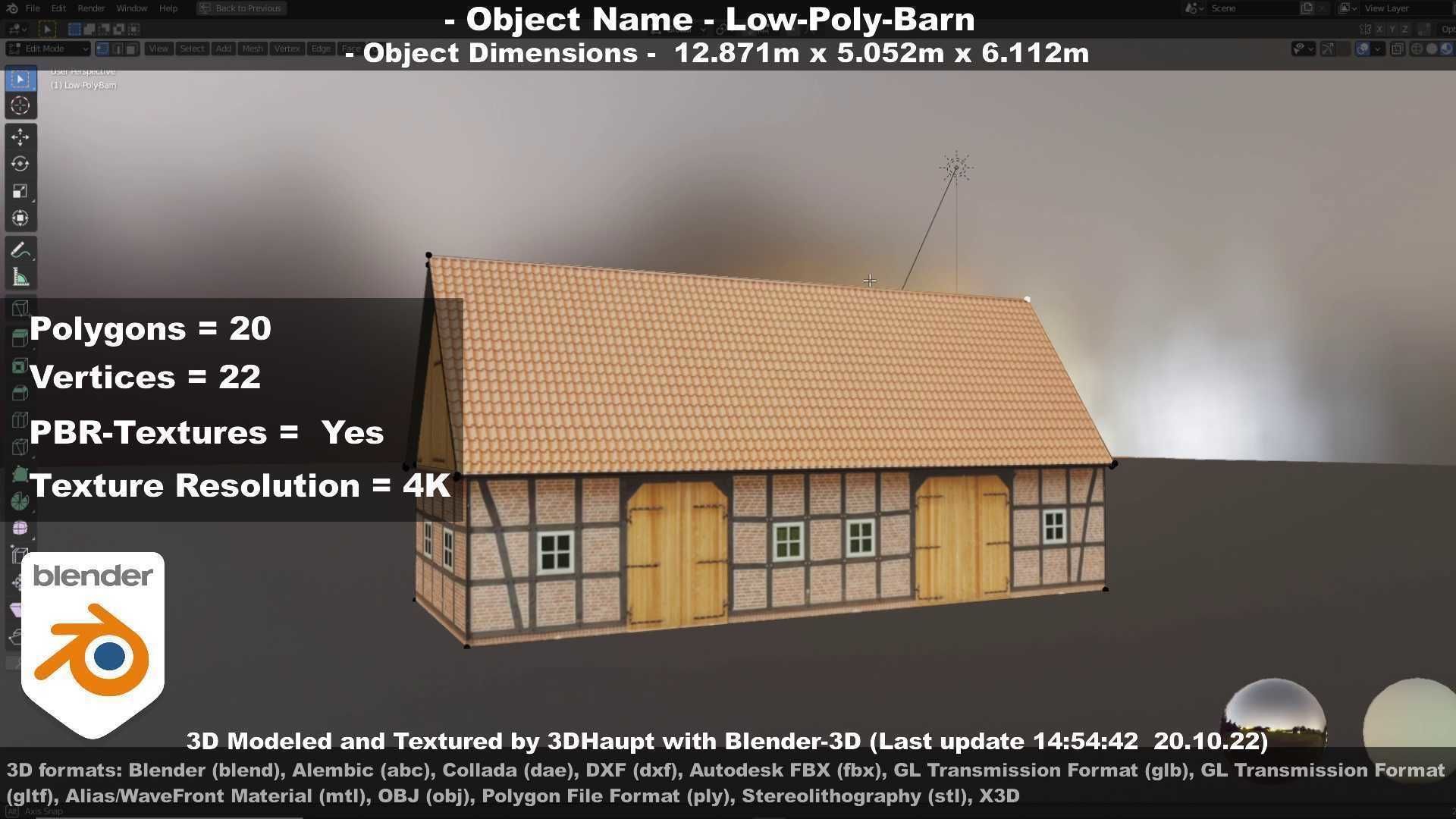 Half-Timbered Barn Low-poly 3D model_112
