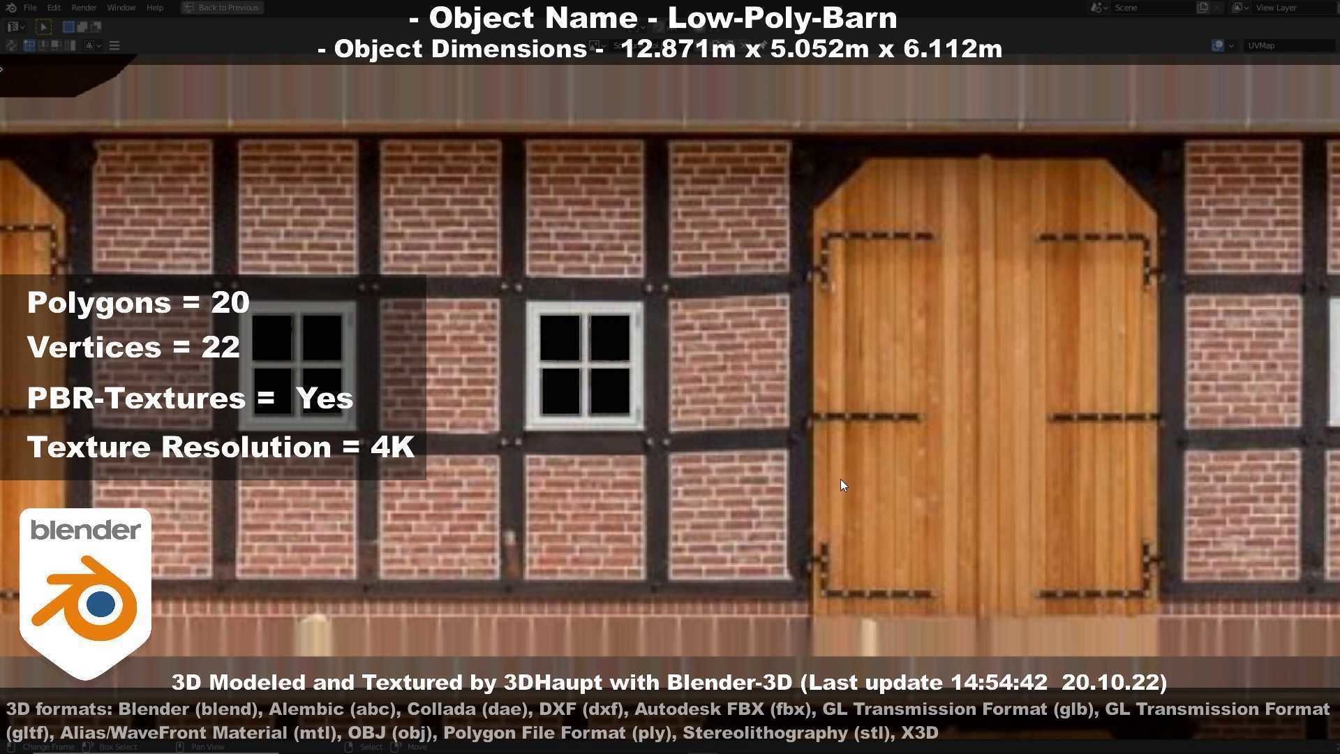 Half-Timbered Barn Low-poly 3D model_114