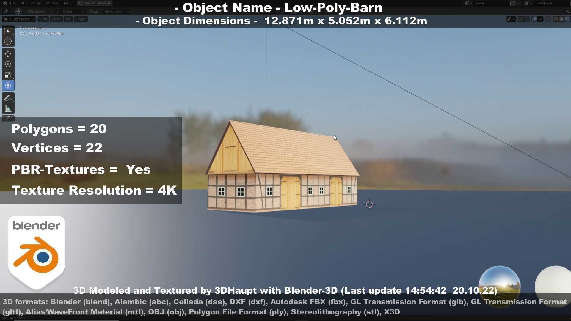 Half-Timbered Barn Low-poly 3D model_45