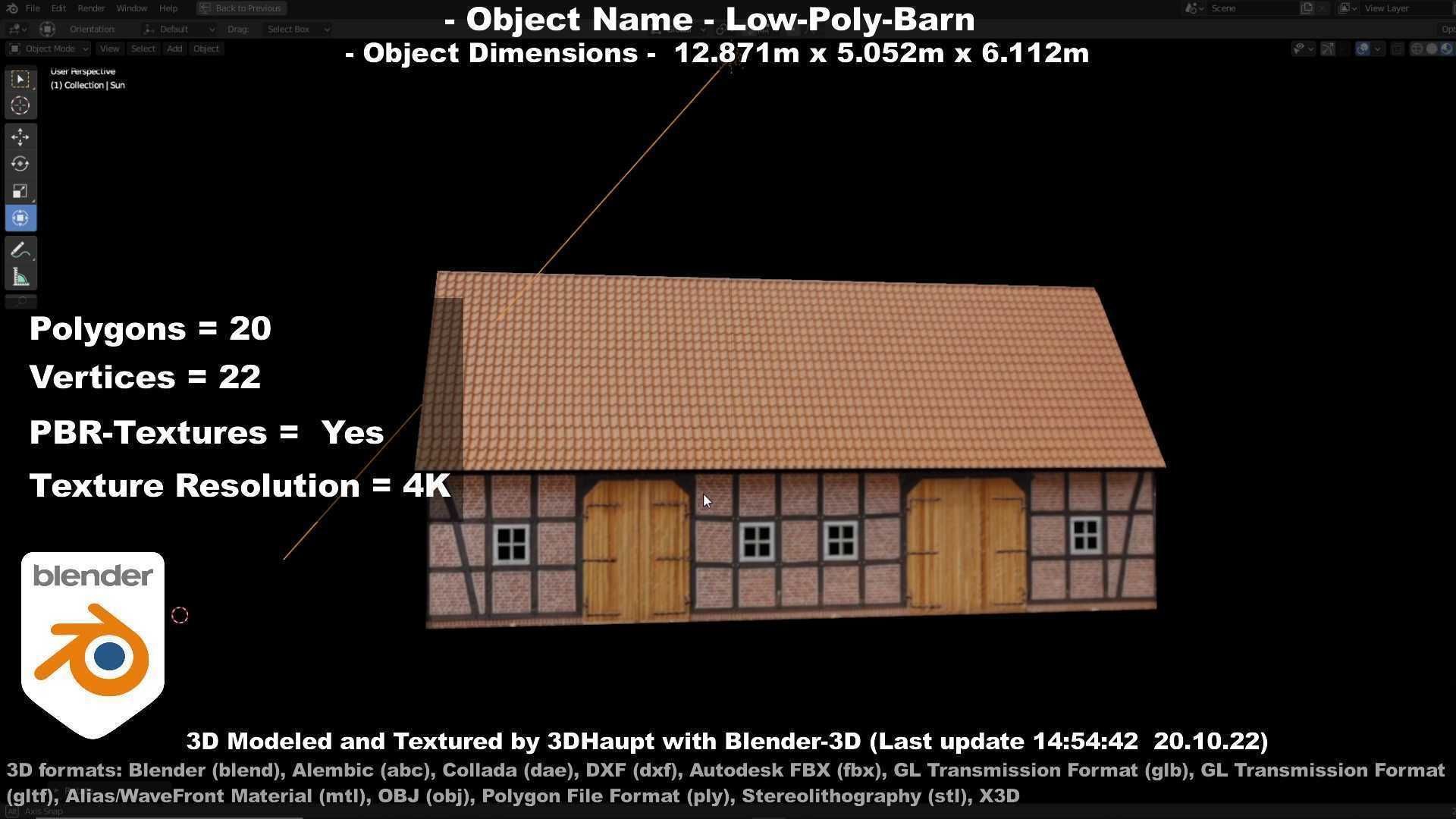Half-Timbered Barn Low-poly 3D model_37