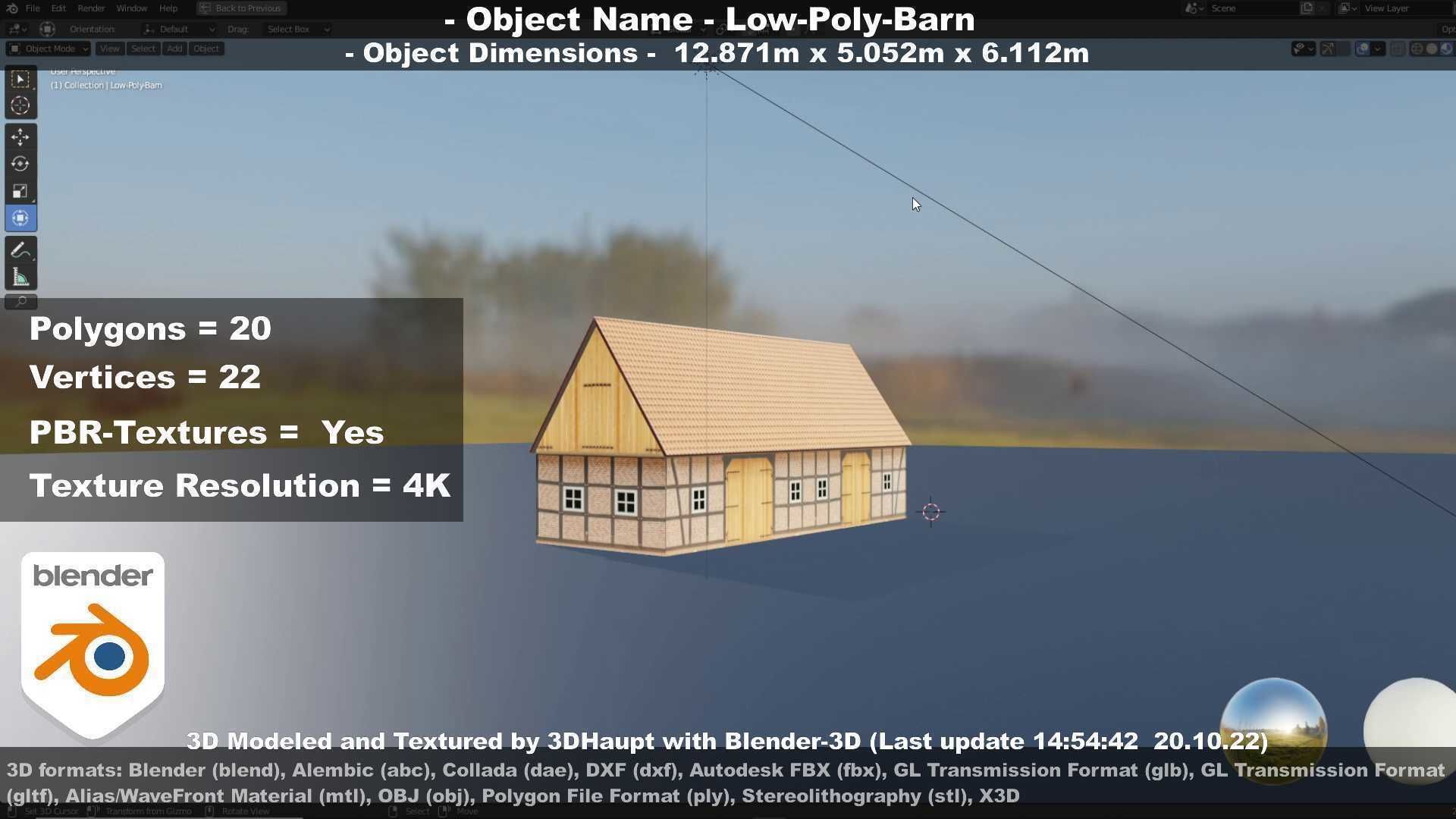 Half-Timbered Barn Low-poly 3D model_48