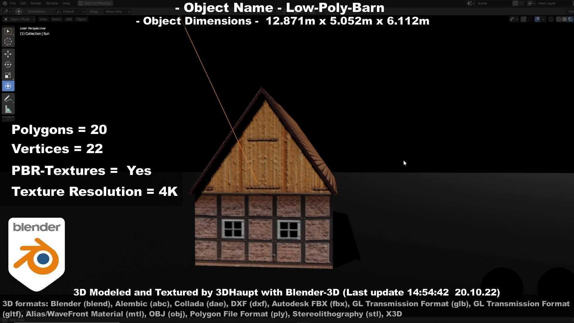 Half-Timbered Barn Low-poly 3D model_125