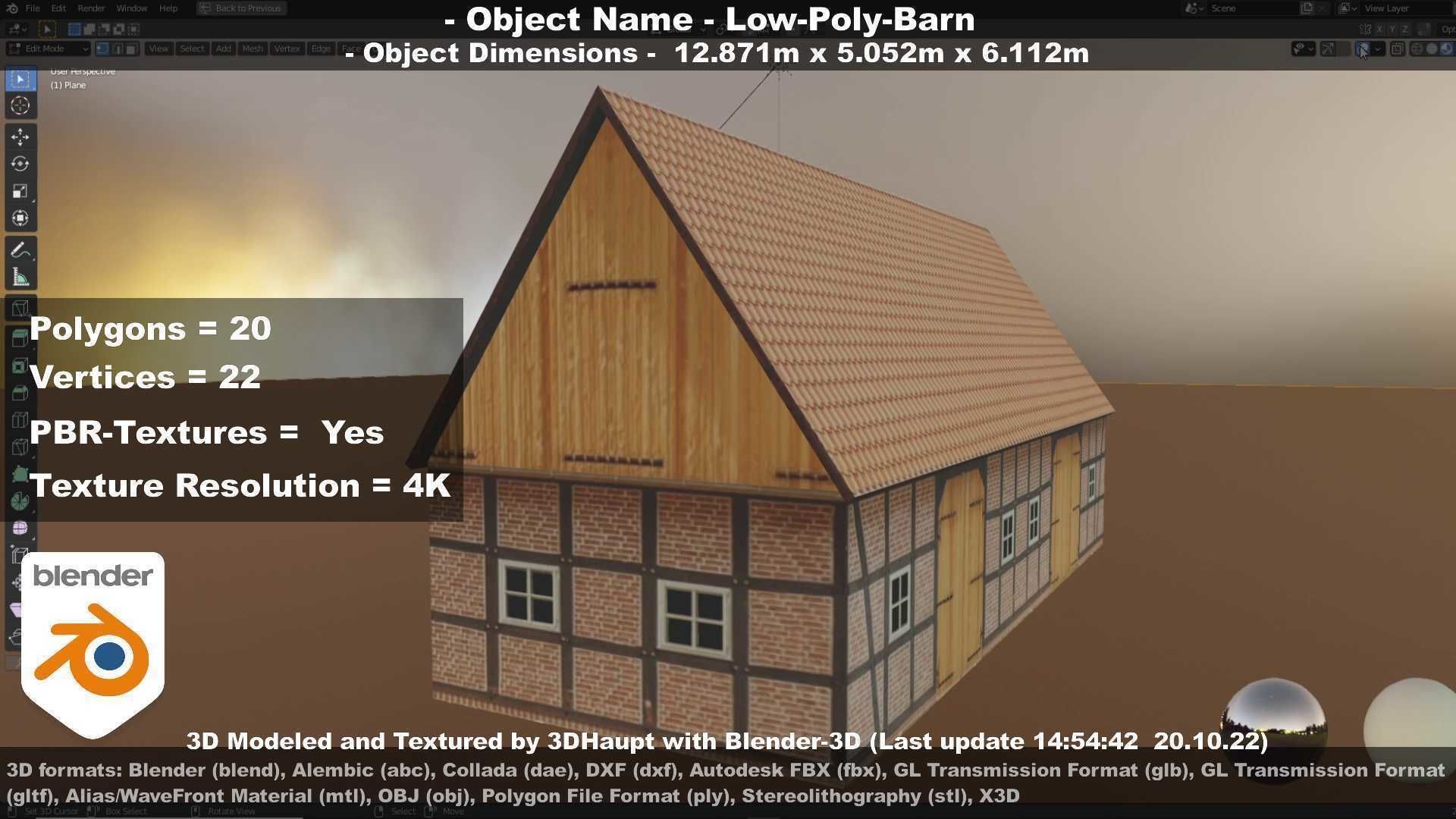 Half-Timbered Barn Low-poly 3D model_76