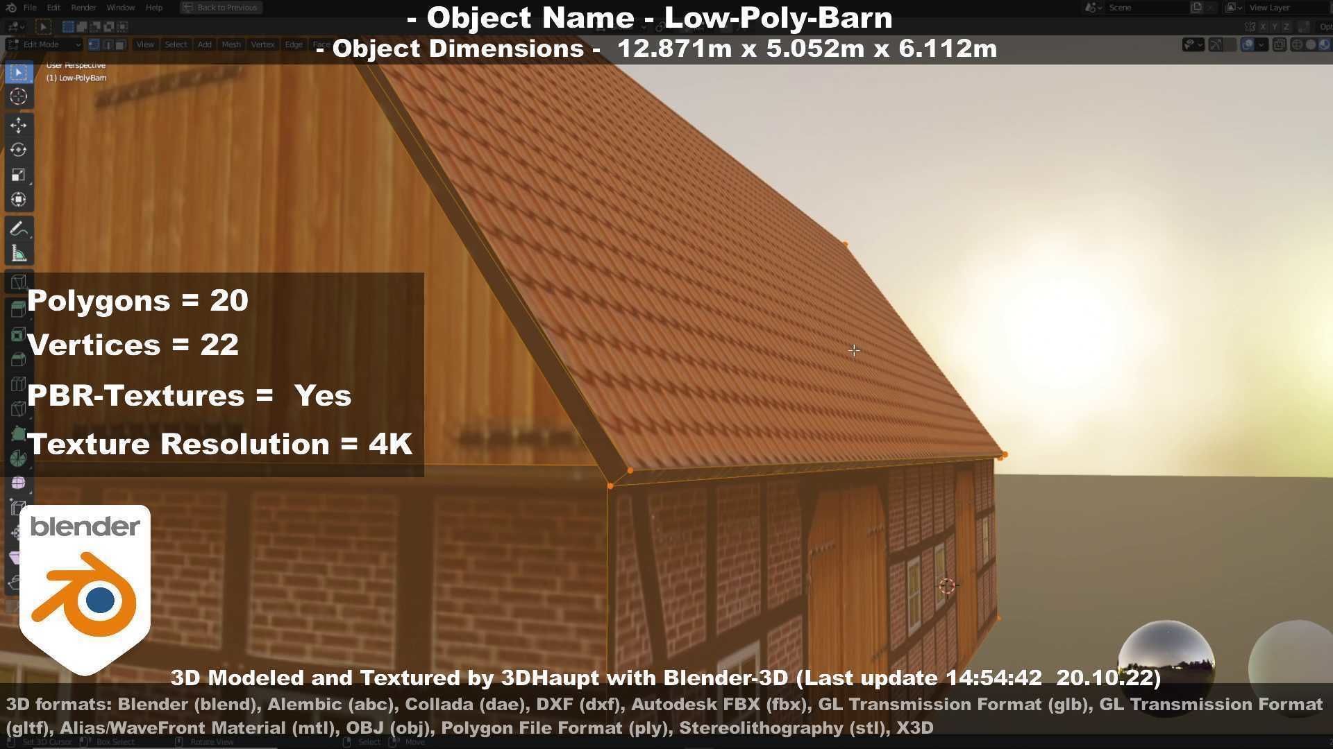 Half-Timbered Barn Low-poly 3D model_111