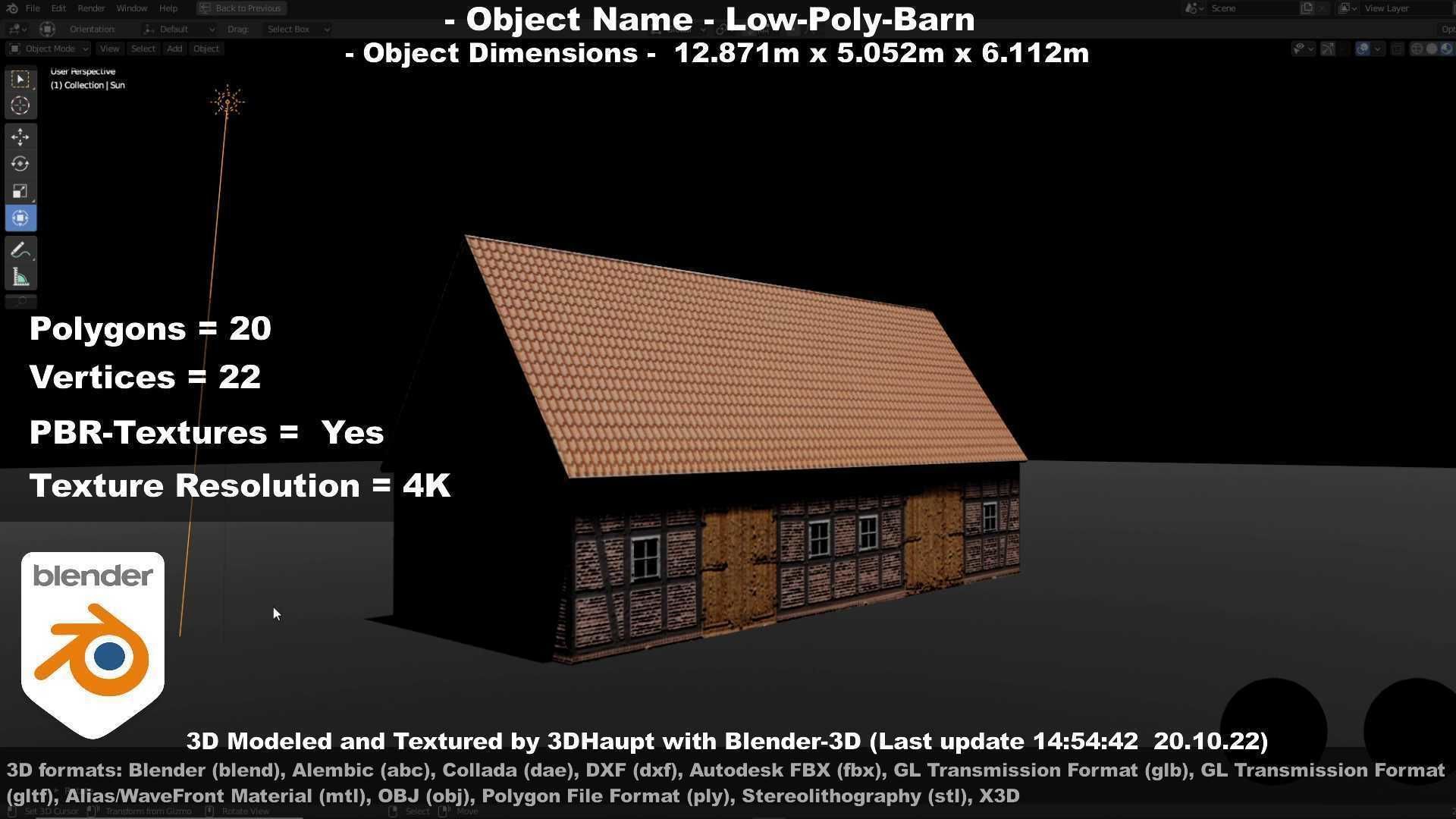 Half-Timbered Barn Low-poly 3D model_93