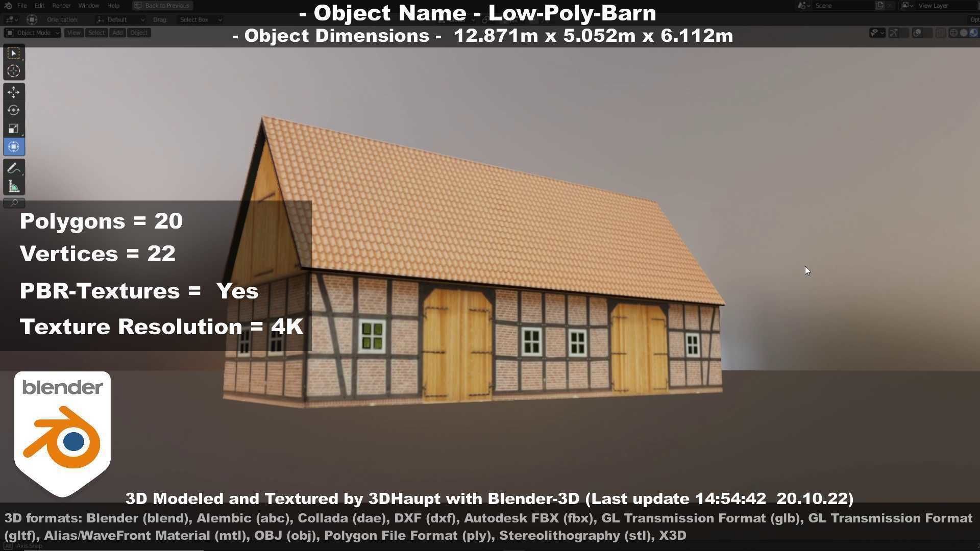 Half-Timbered Barn Low-poly 3D model_60