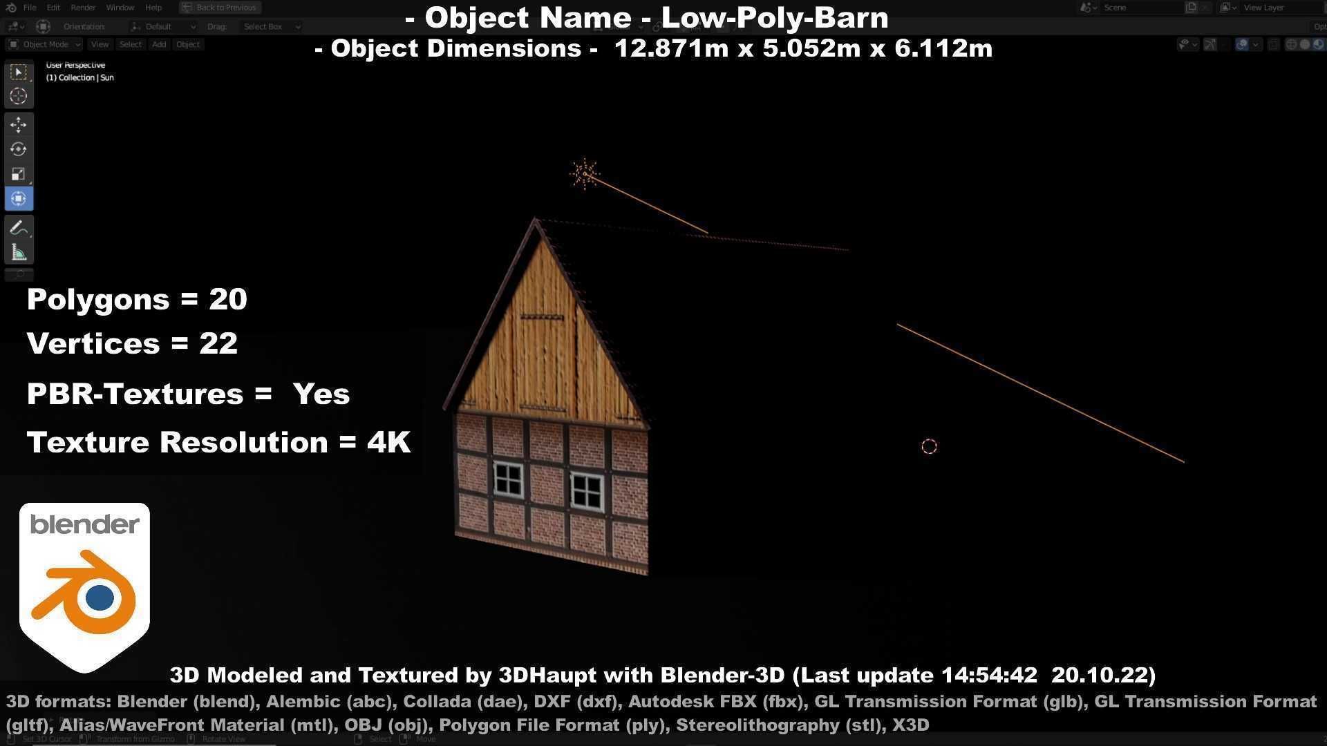 Half-Timbered Barn Low-poly 3D model_84