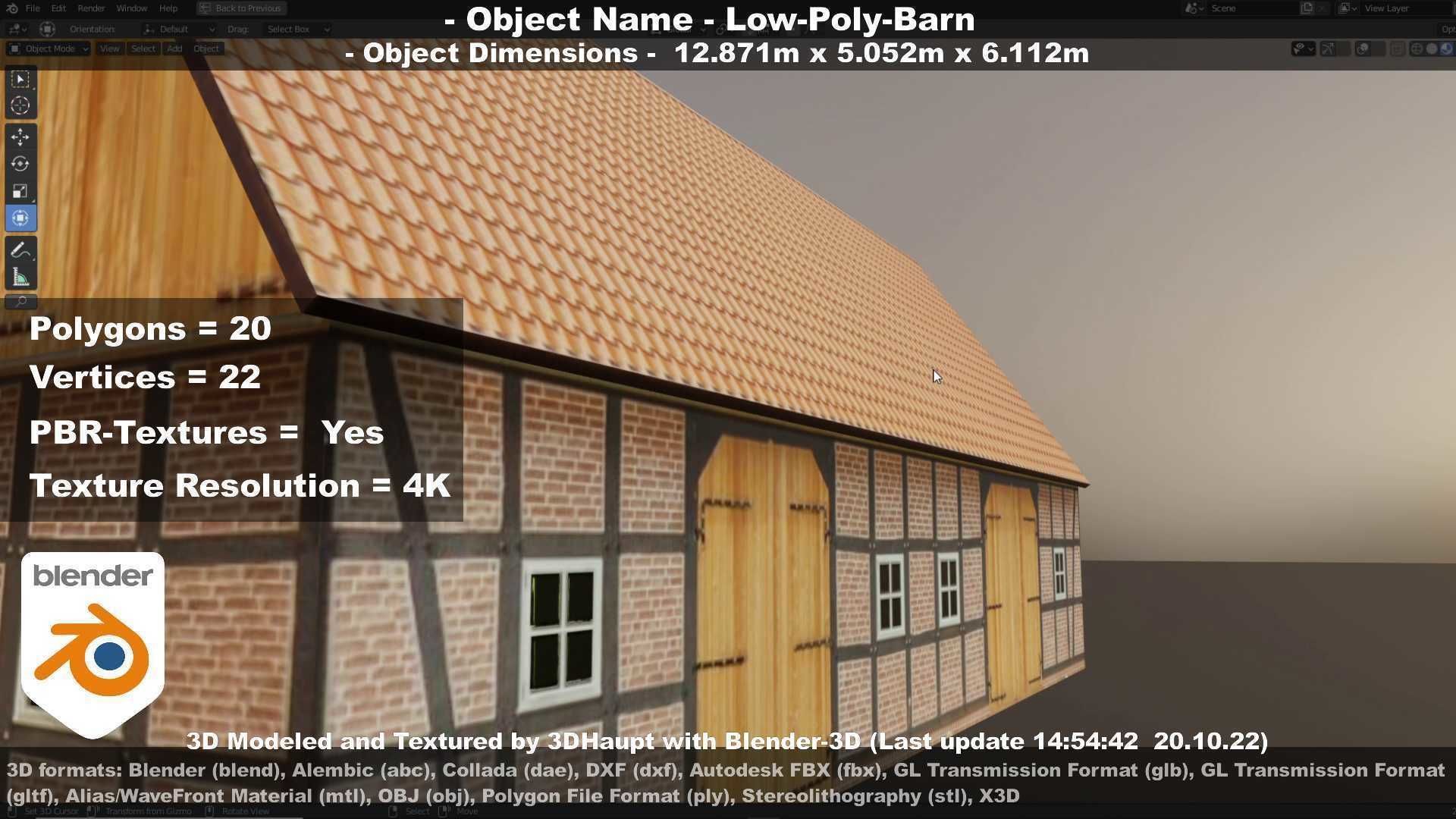 Half-Timbered Barn Low-poly 3D model_90