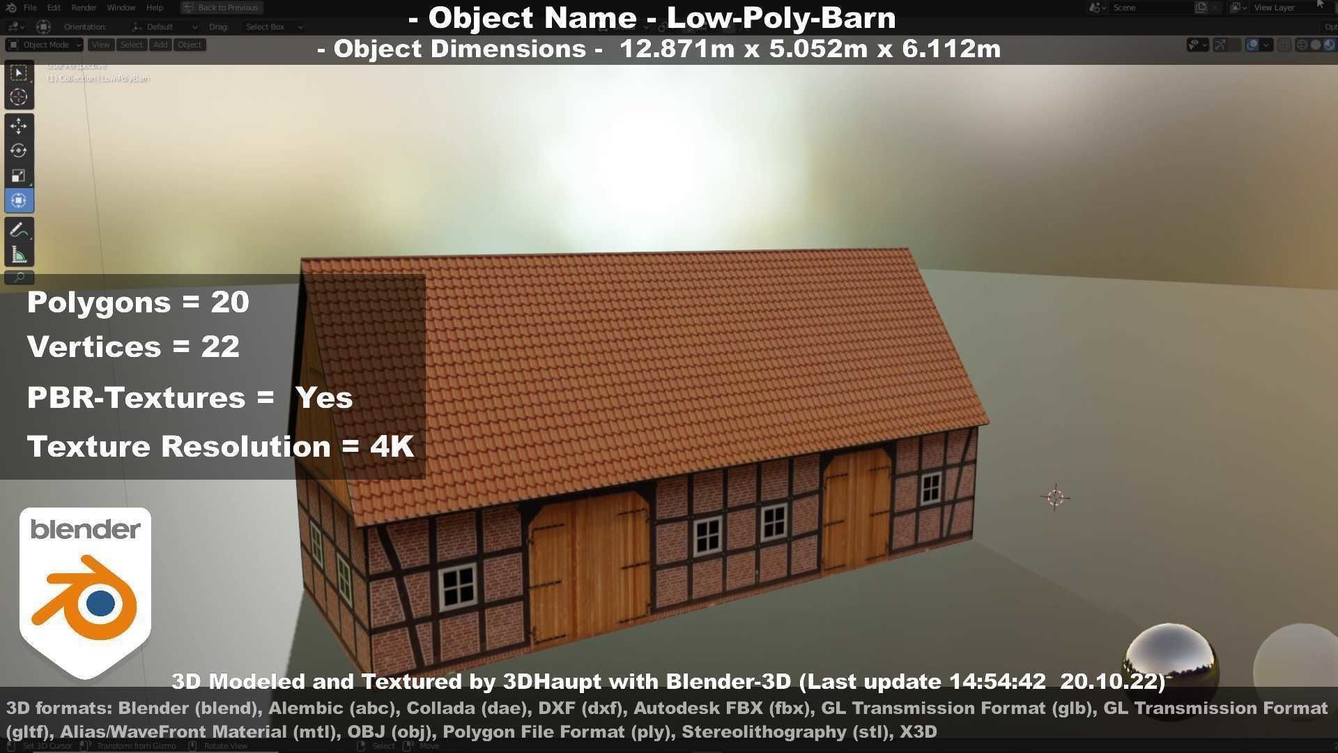 Half-Timbered Barn Low-poly 3D model_108