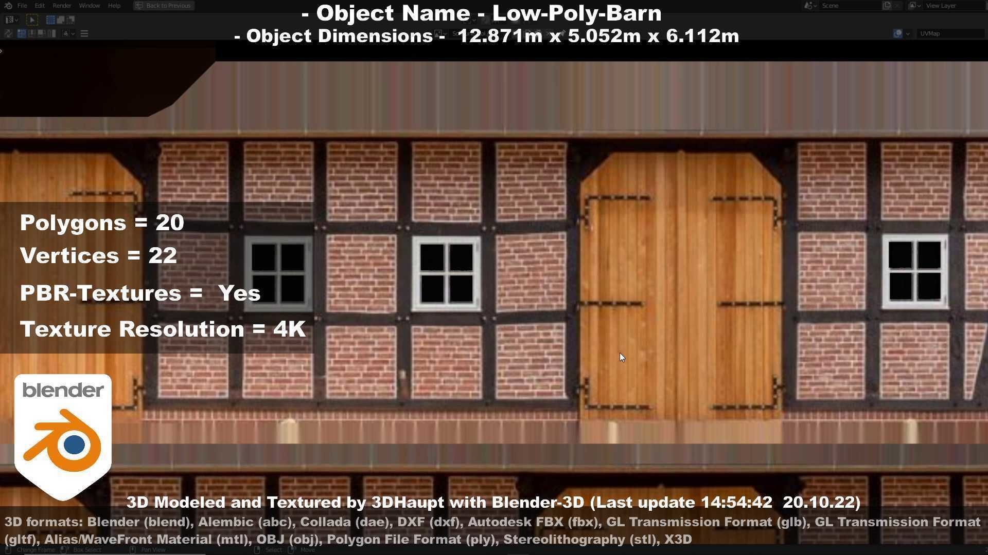 Half-Timbered Barn Low-poly 3D model_25