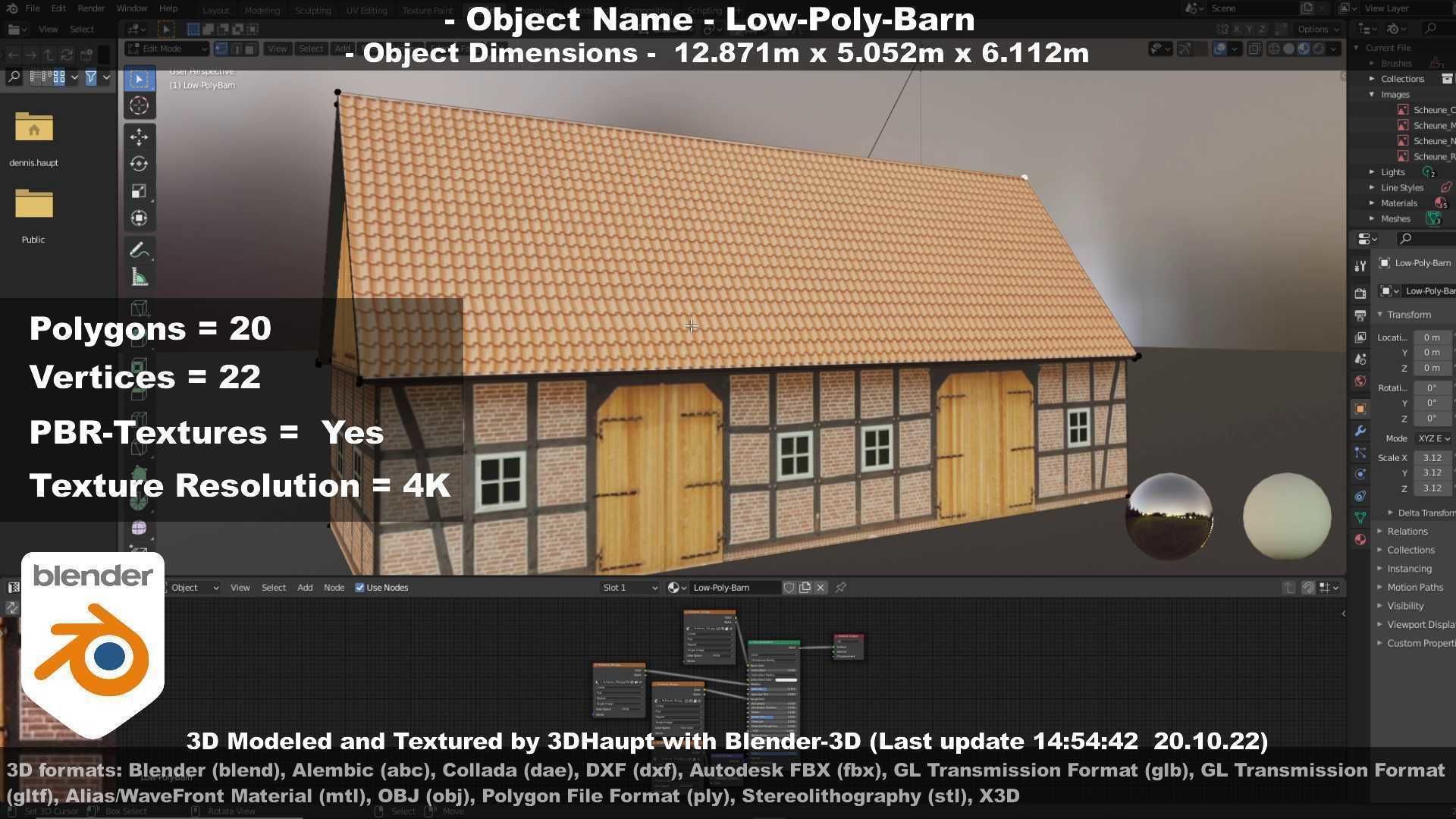 Half-Timbered Barn Low-poly 3D model_129