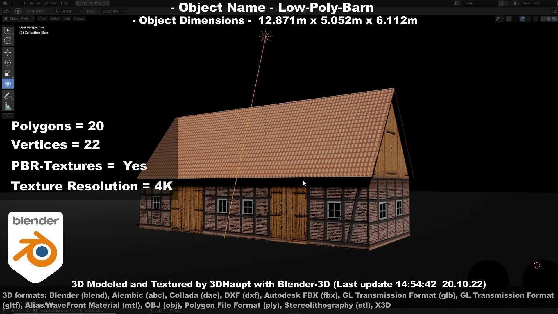 Half-Timbered Barn Low-poly 3D model_69