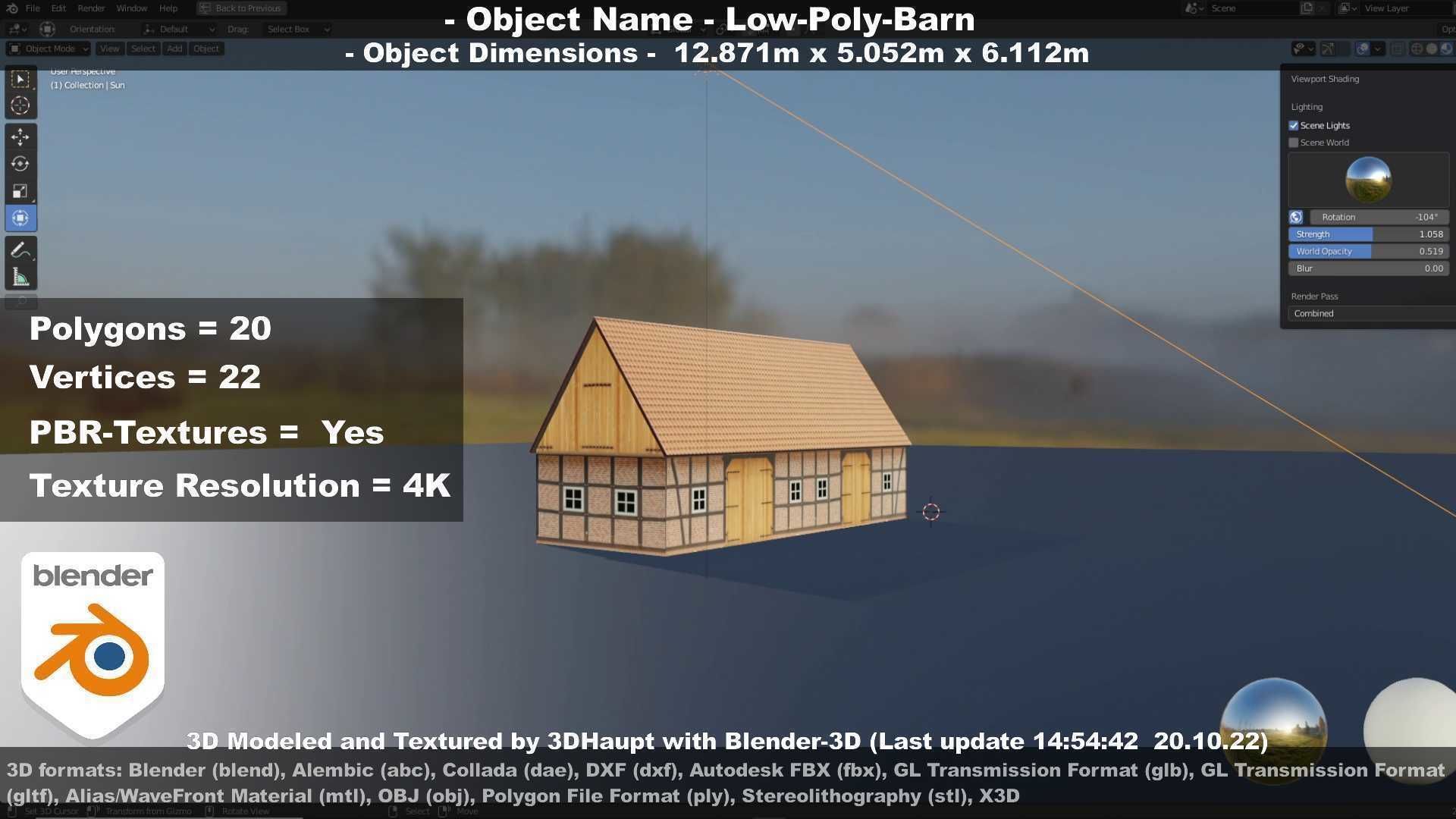 Half-Timbered Barn Low-poly 3D model_58