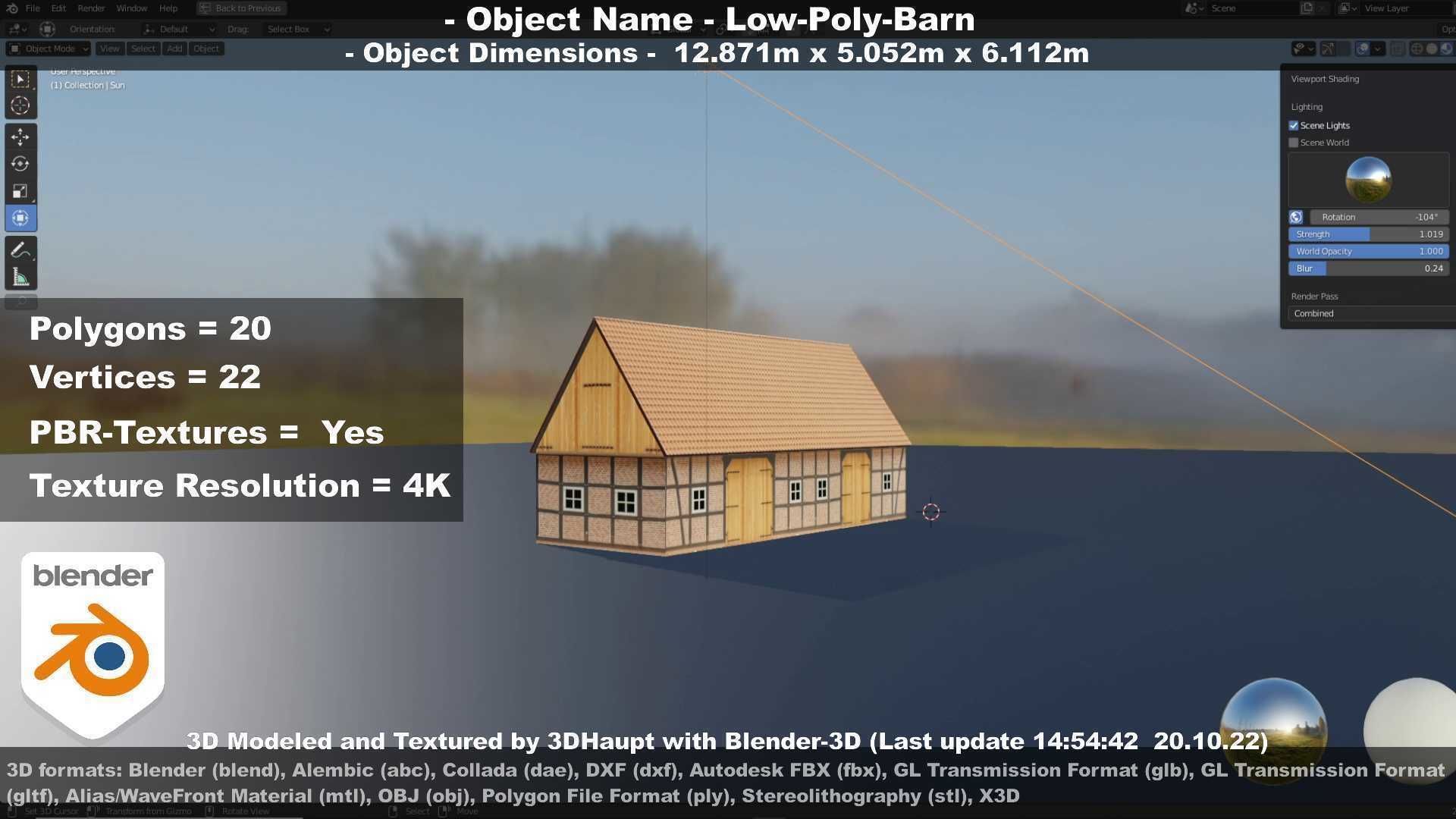 Half-Timbered Barn Low-poly 3D model_73