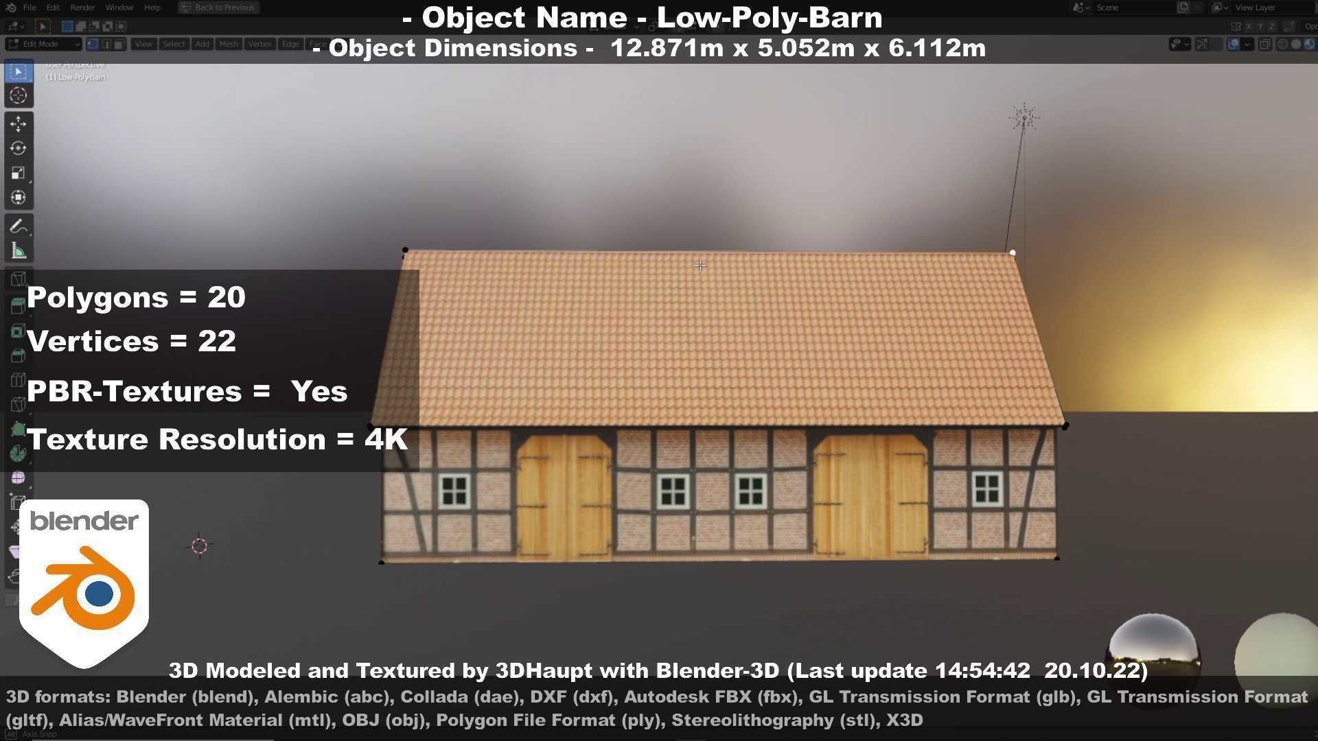 Half-Timbered Barn Low-poly 3D model_102