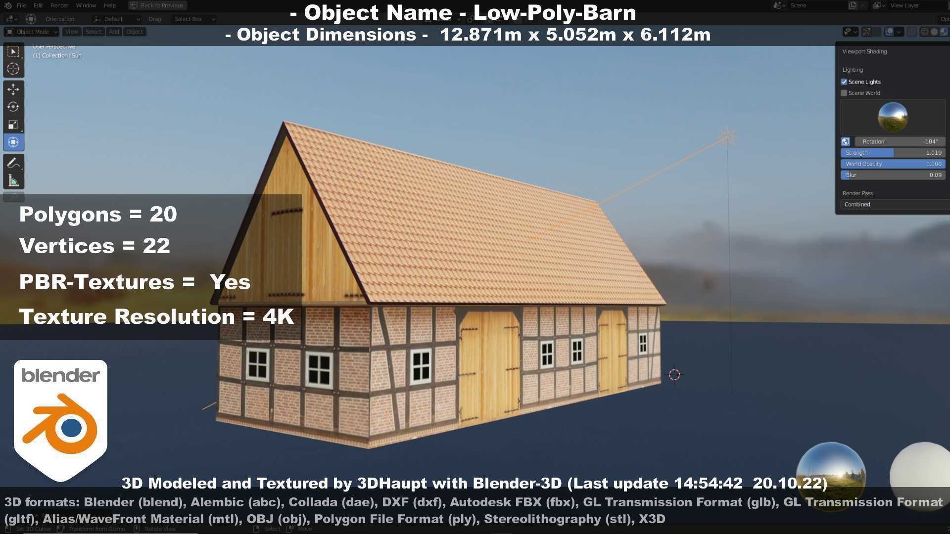 Half-Timbered Barn Low-poly 3D model_40