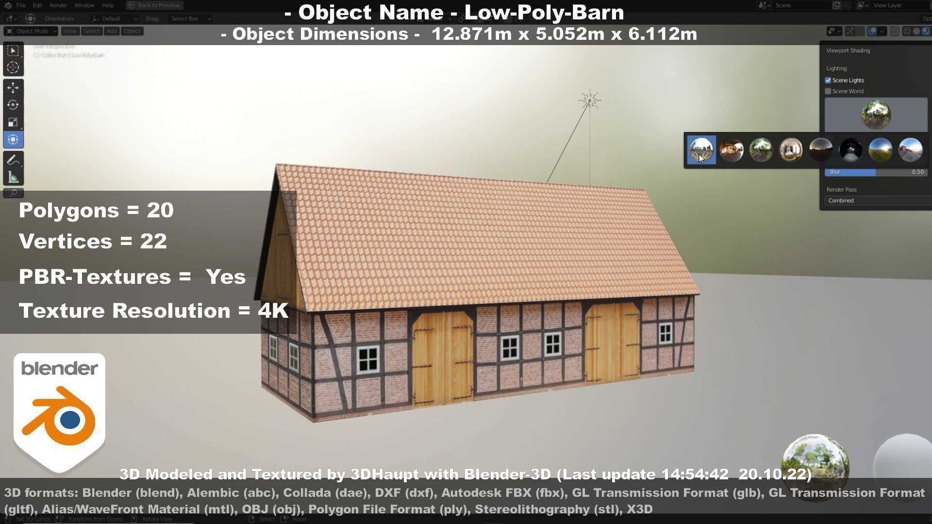 Half-Timbered Barn Low-poly 3D model_24