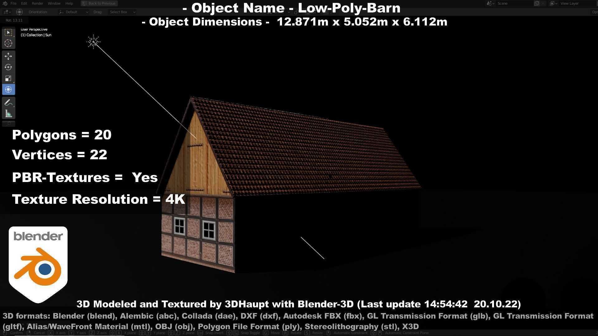 Half-Timbered Barn Low-poly 3D model_96