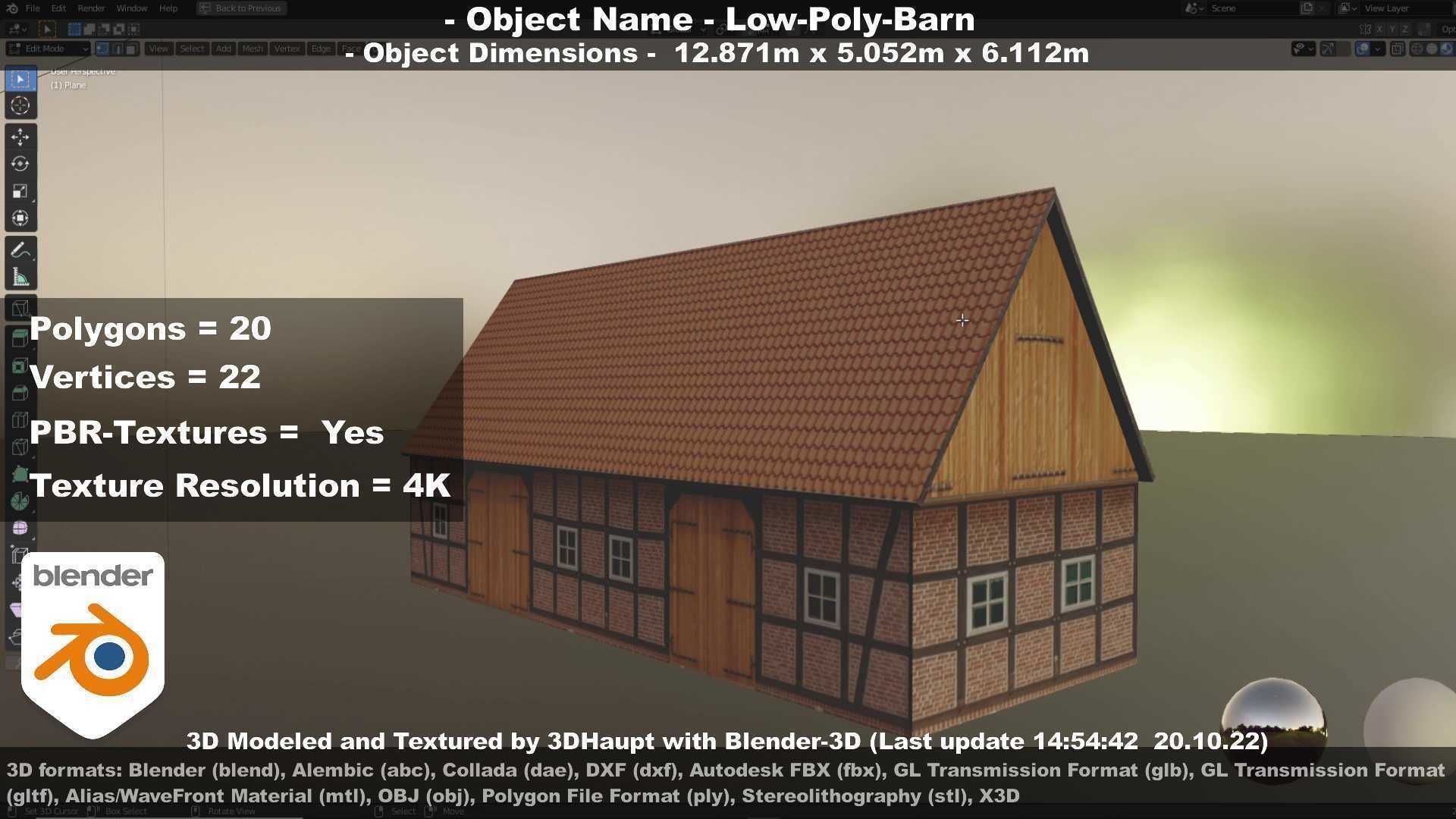 Half-Timbered Barn Low-poly 3D model_36