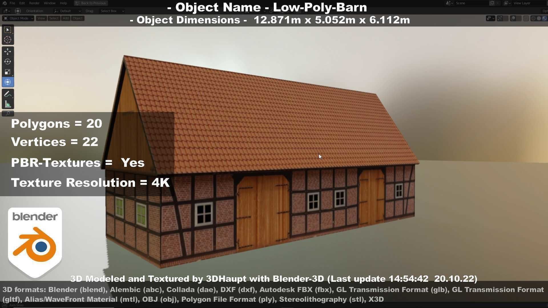 Half-Timbered Barn Low-poly 3D model_64