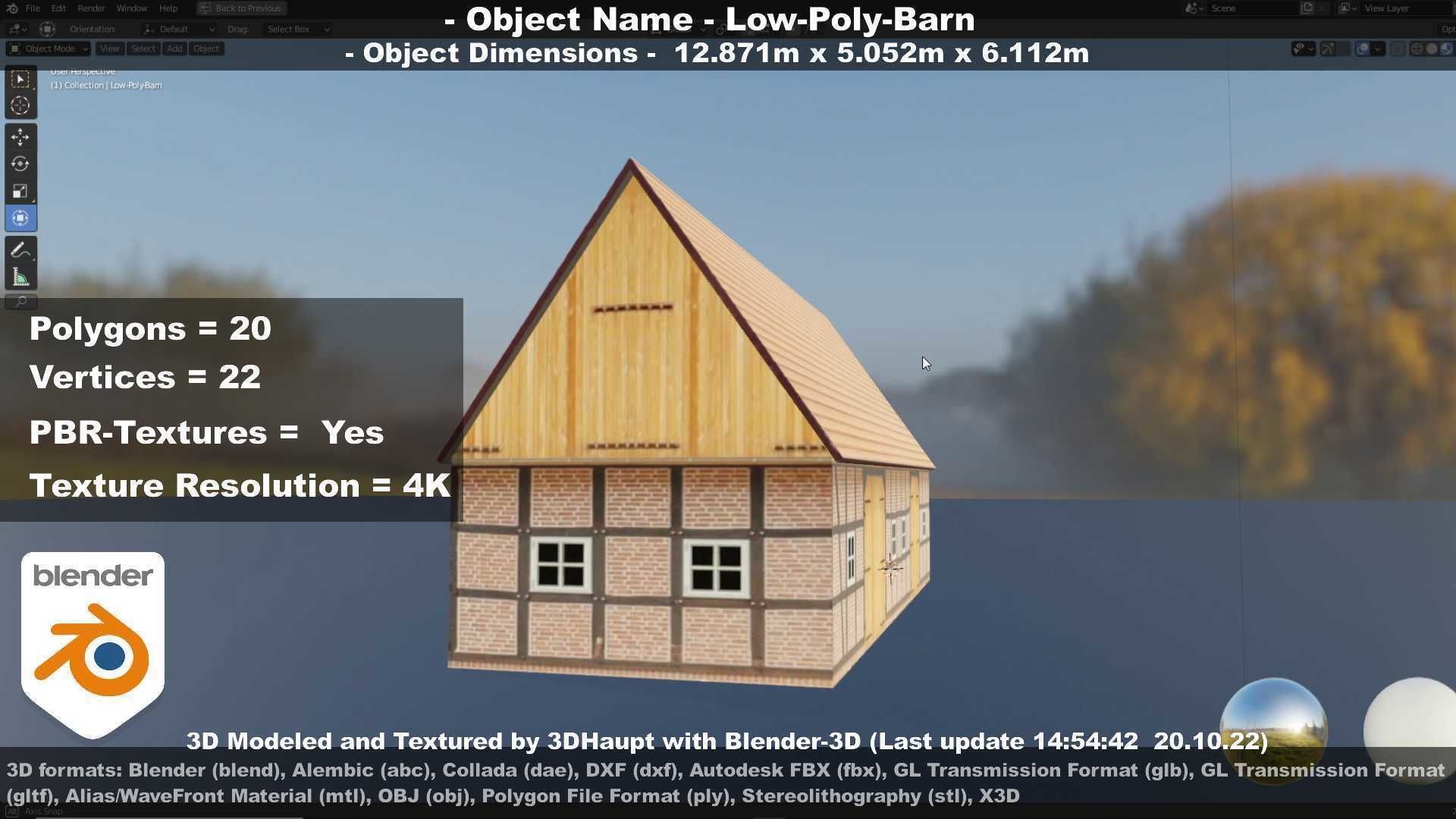 Half-Timbered Barn Low-poly 3D model_81