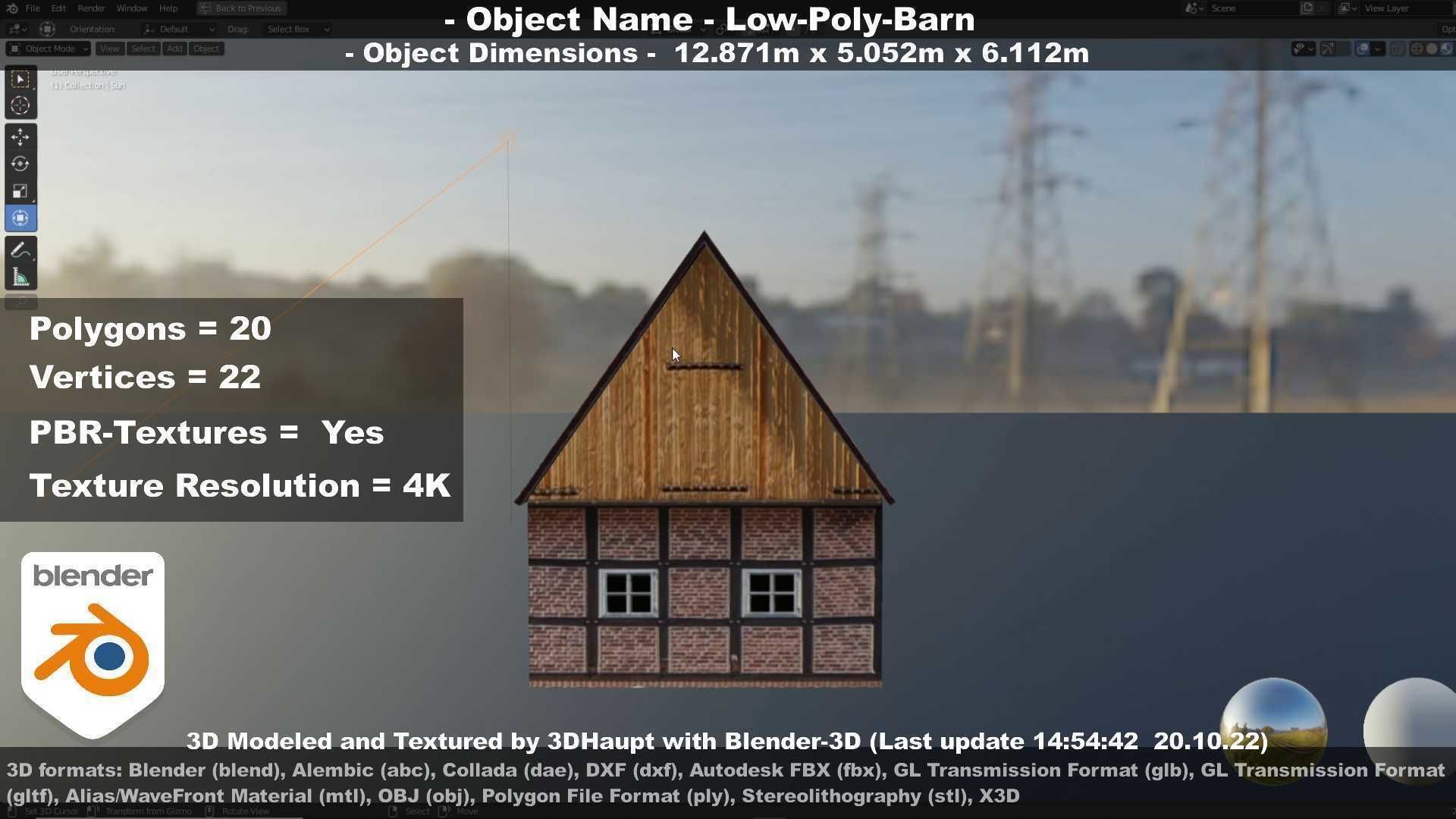 Half-Timbered Barn Low-poly 3D model_83