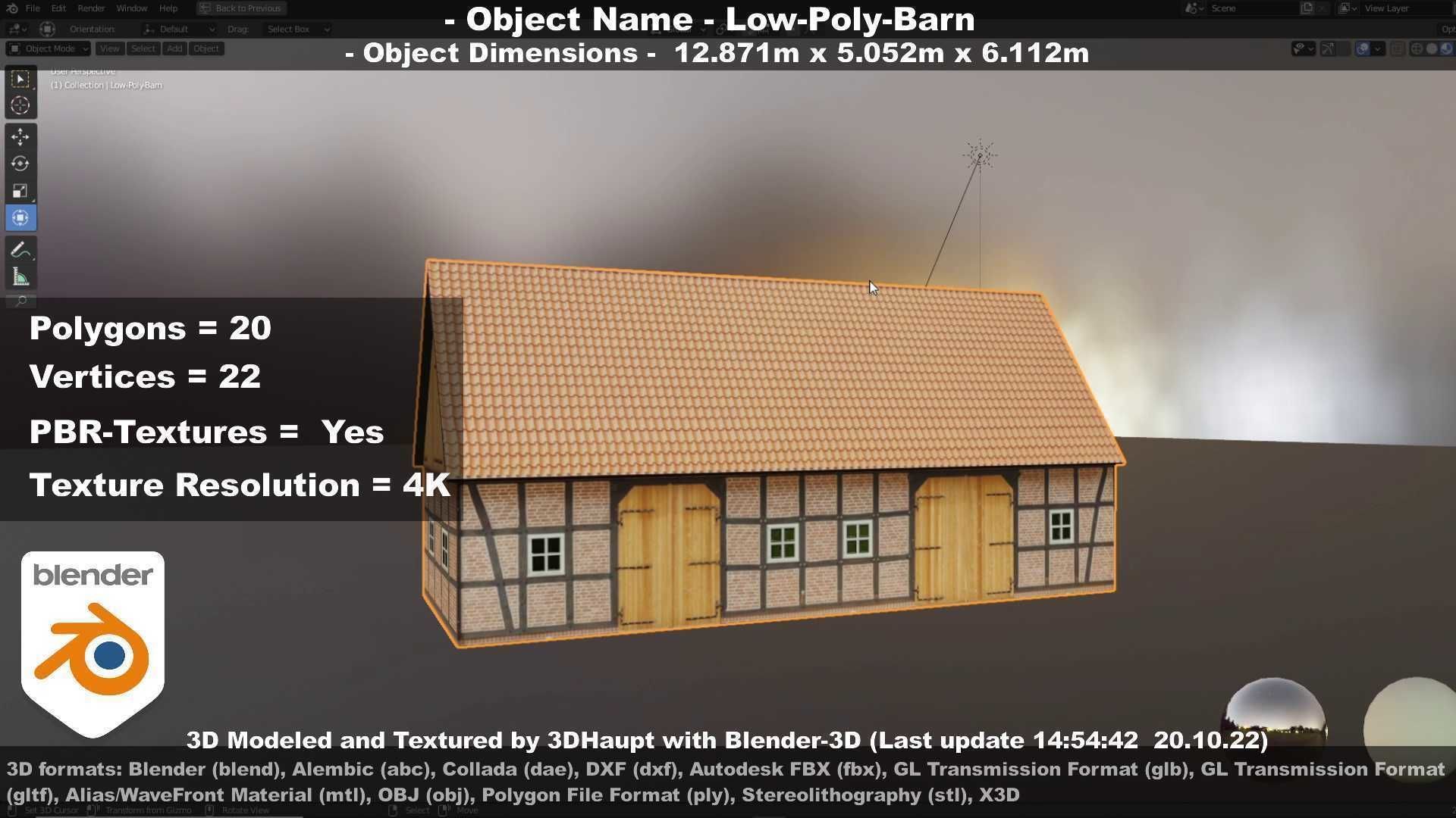 Half-Timbered Barn Low-poly 3D model_34