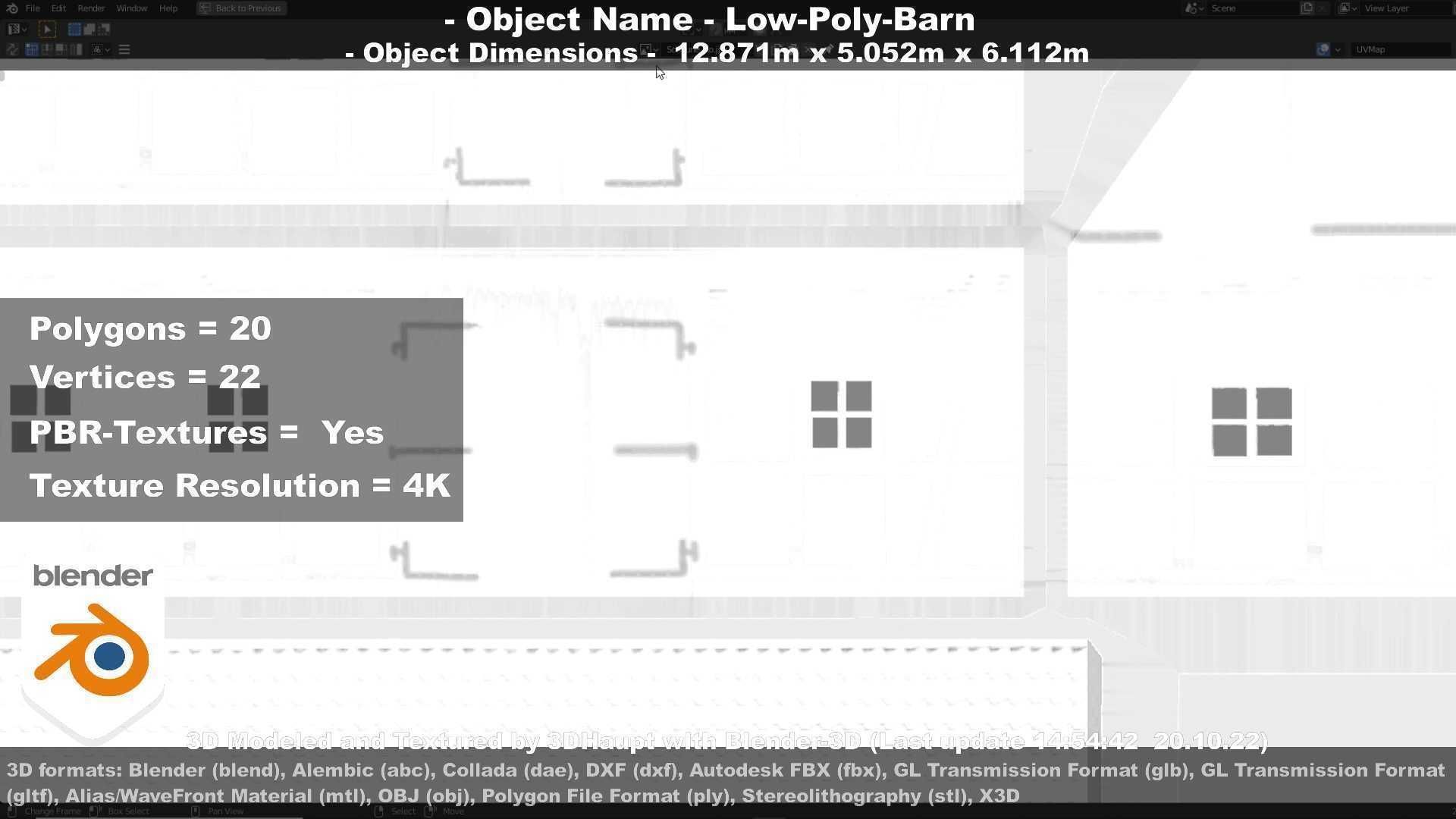 Half-Timbered Barn Low-poly 3D model_13