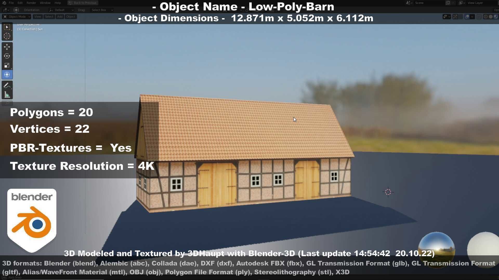 Half-Timbered Barn Low-poly 3D model_89