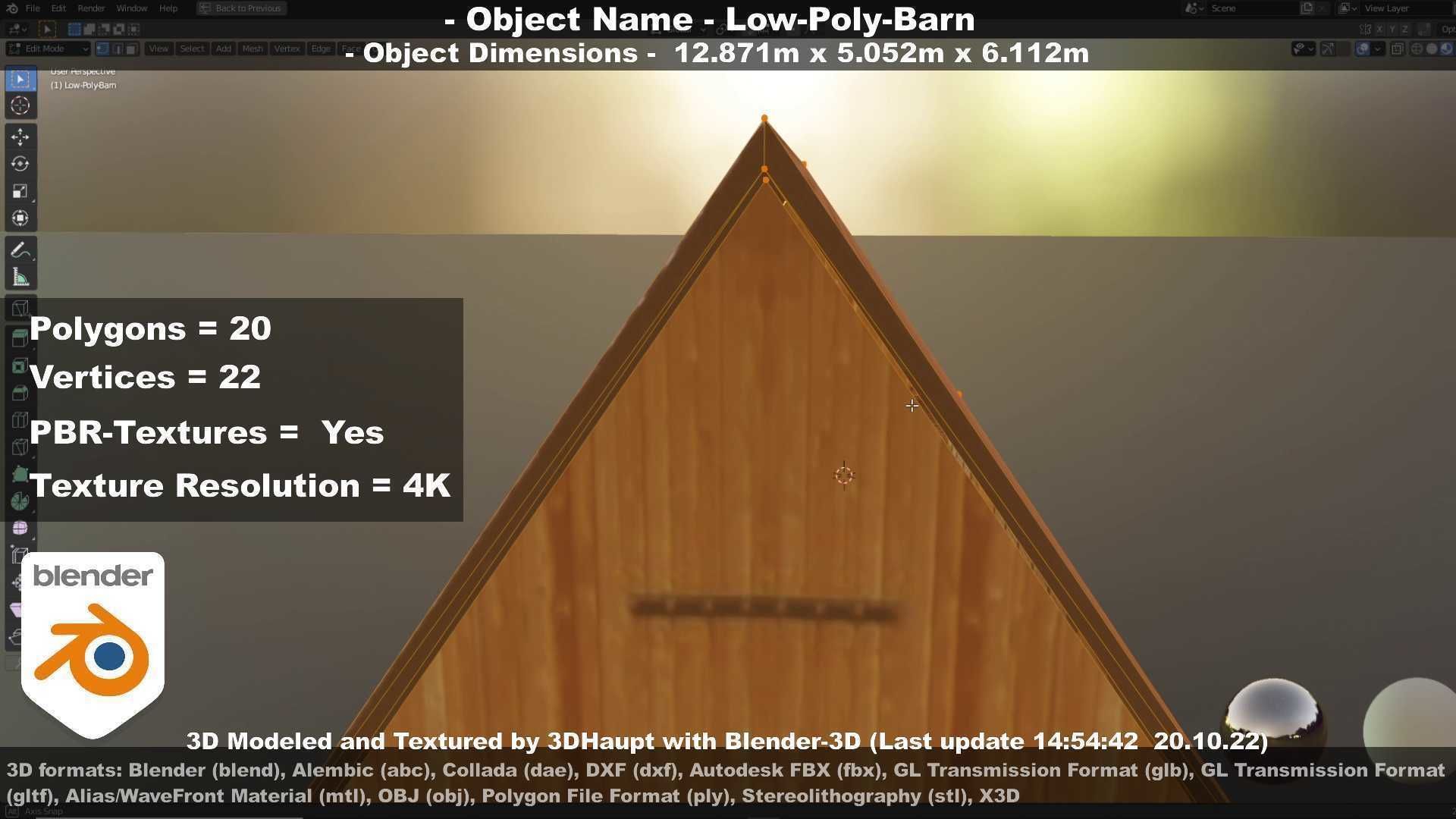 Half-Timbered Barn Low-poly 3D model_17