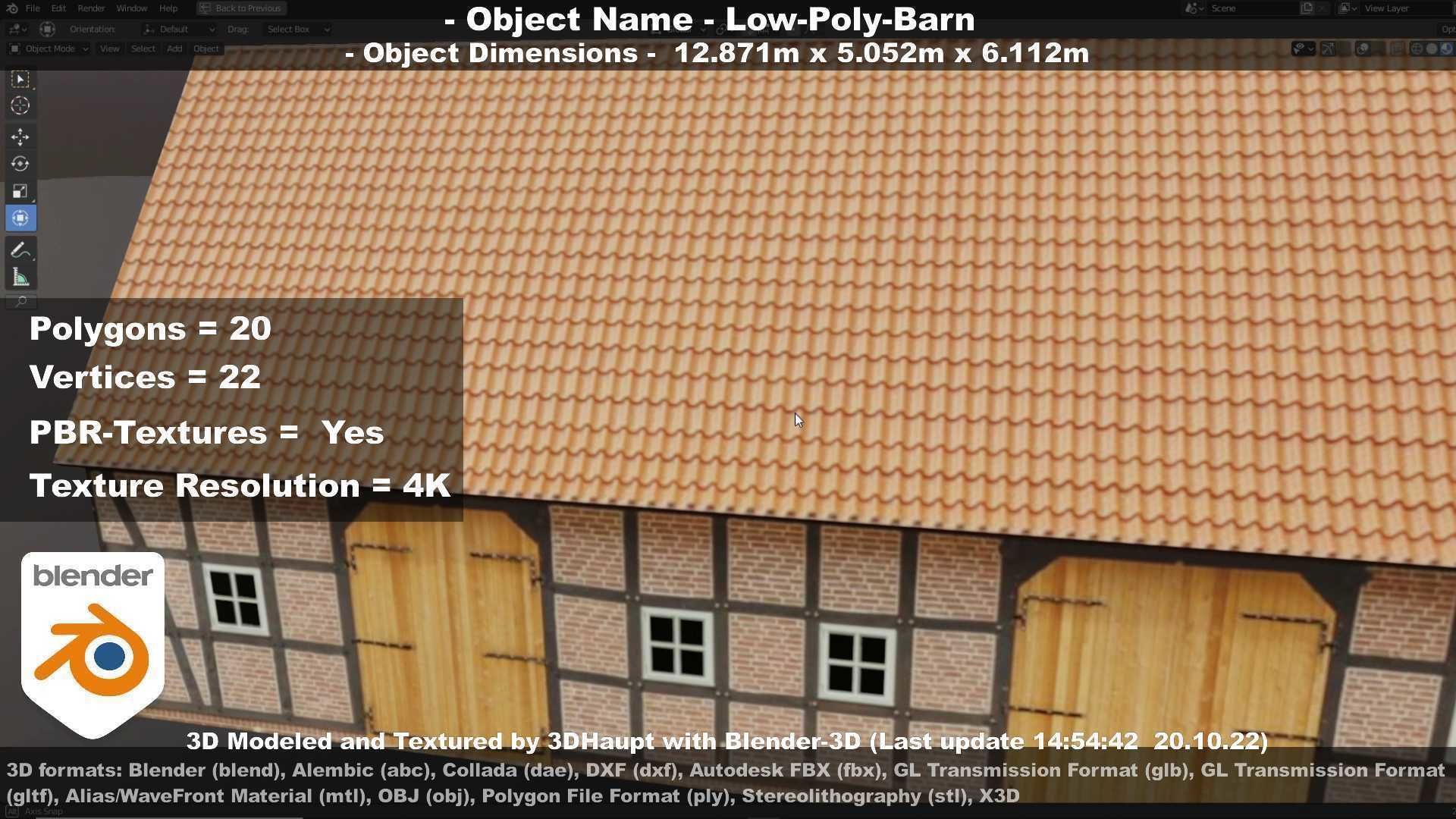 Half-Timbered Barn Low-poly 3D model_30