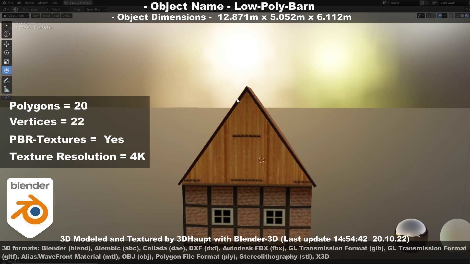 Half-Timbered Barn Low-poly 3D model_62