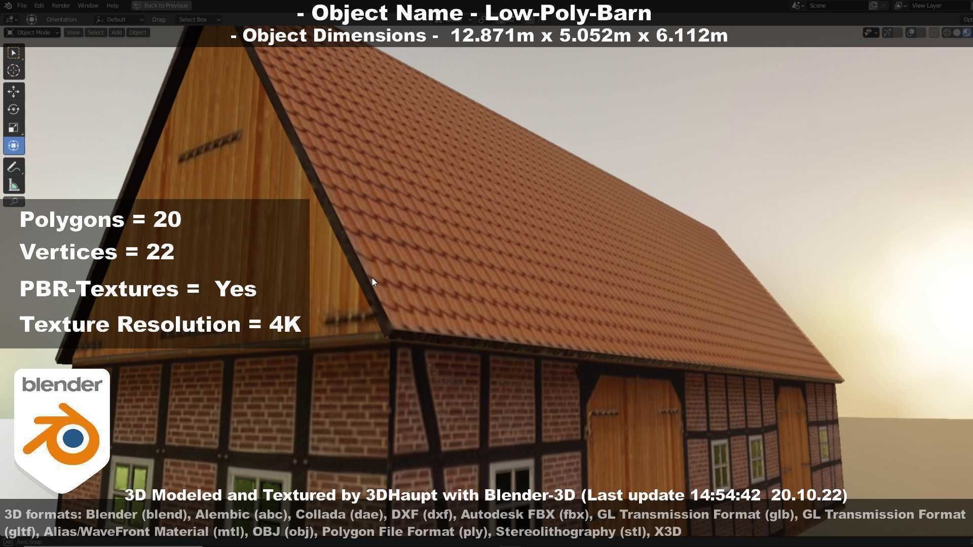 Half-Timbered Barn Low-poly 3D model_31