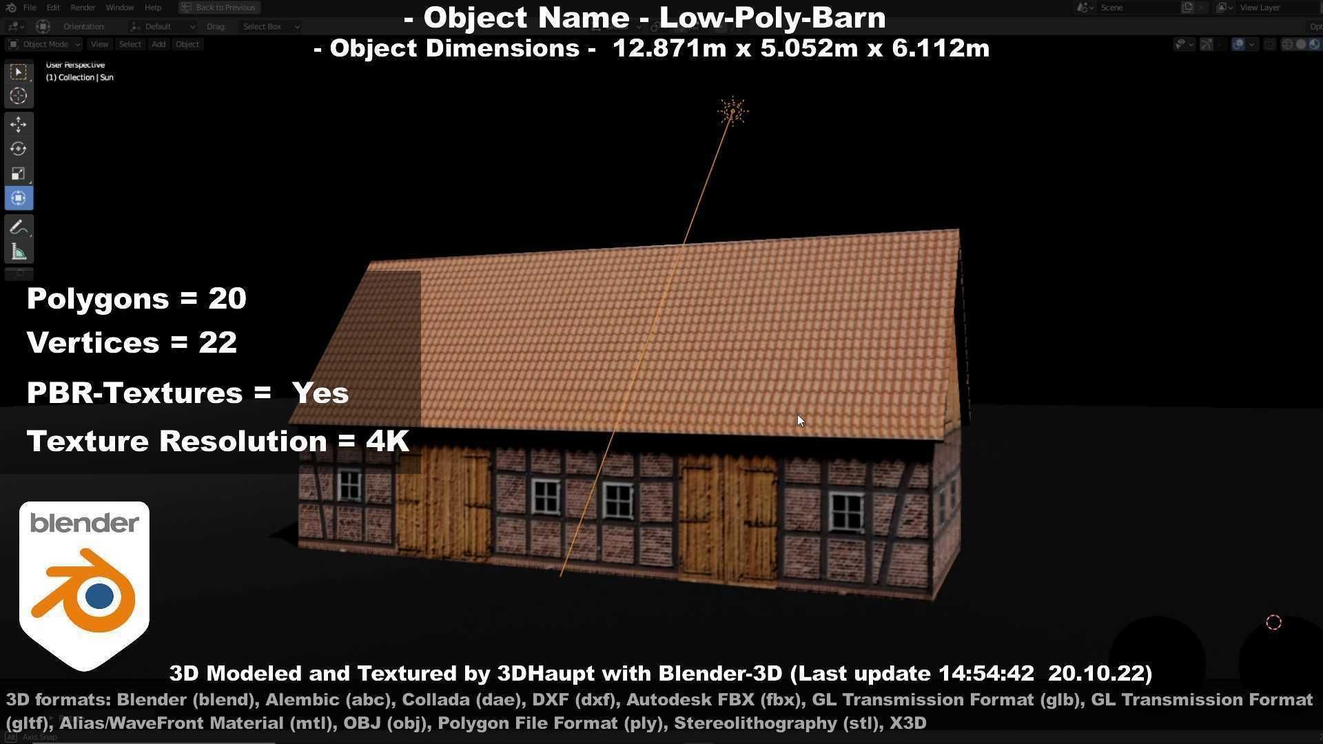 Half-Timbered Barn Low-poly 3D model_86