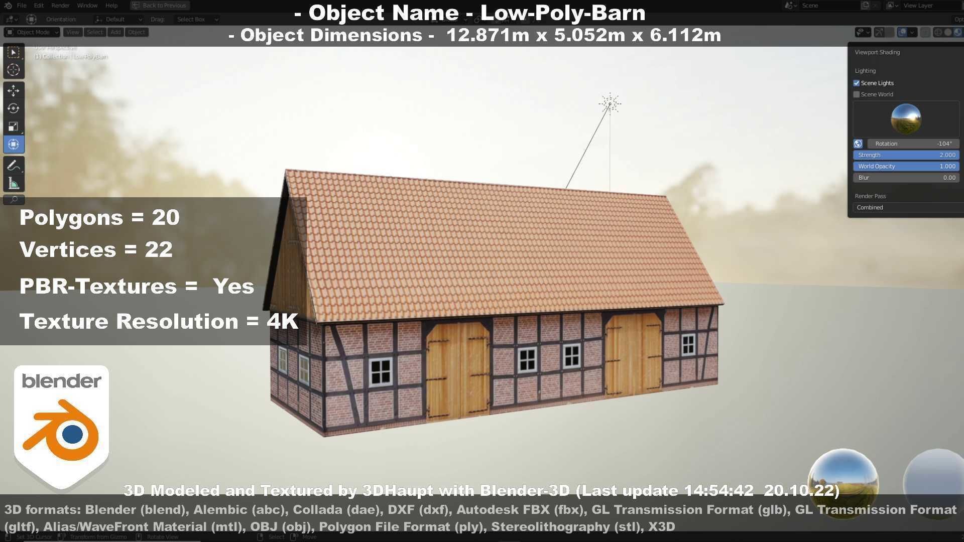 Half-Timbered Barn Low-poly 3D model_71