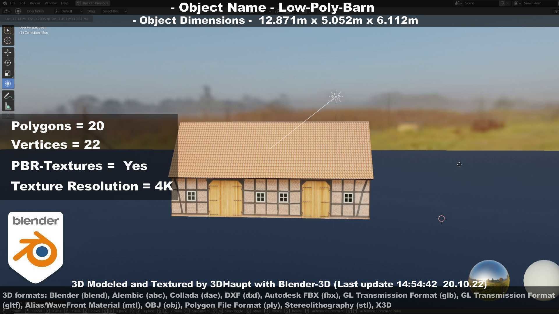 Half-Timbered Barn Low-poly 3D model_75