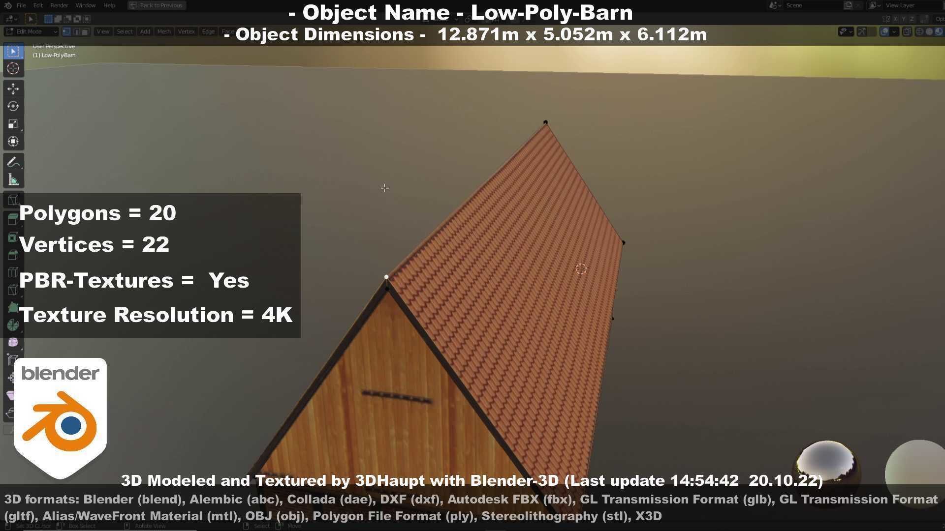 Half-Timbered Barn Low-poly 3D model_105