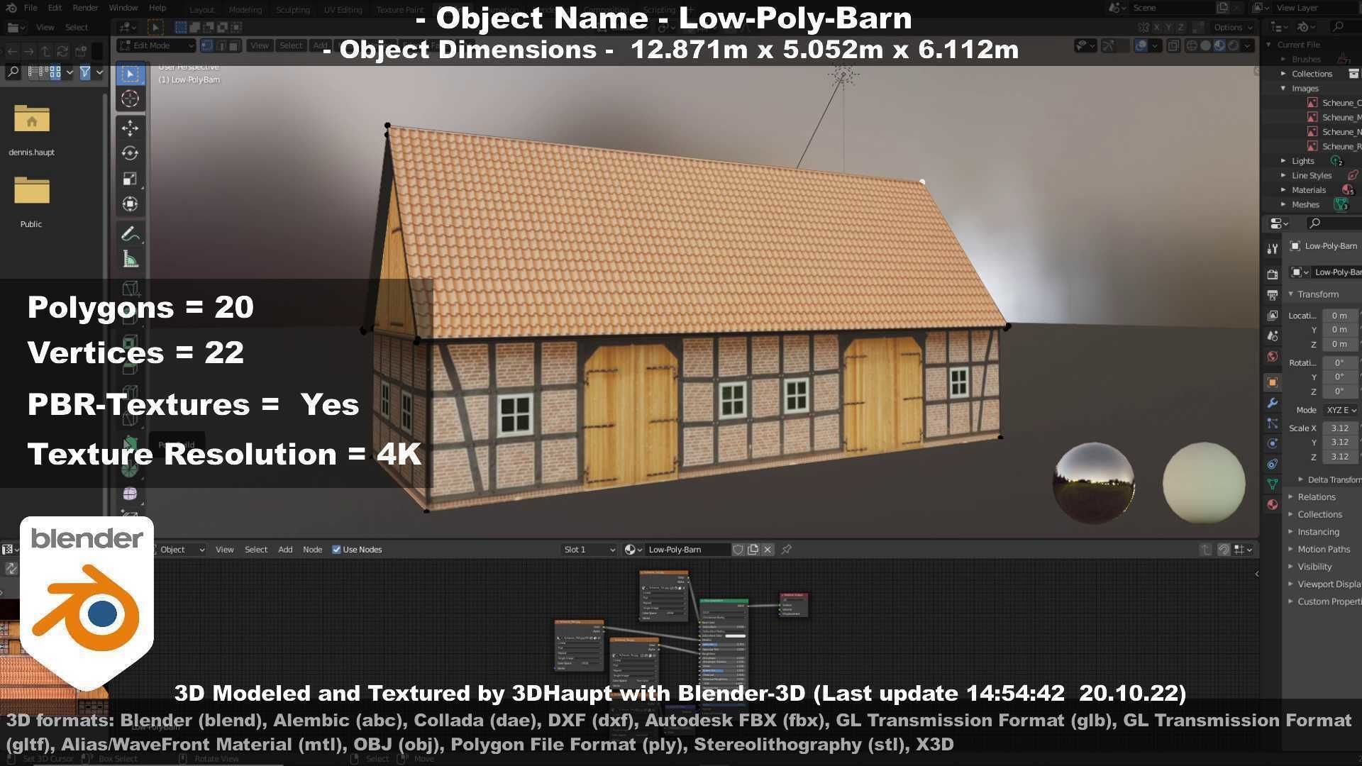 Half-Timbered Barn Low-poly 3D model_106