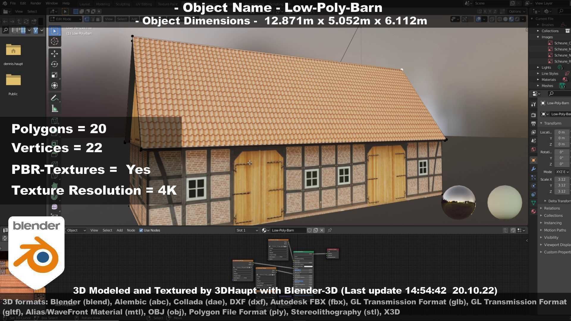 Half-Timbered Barn Low-poly 3D model_126