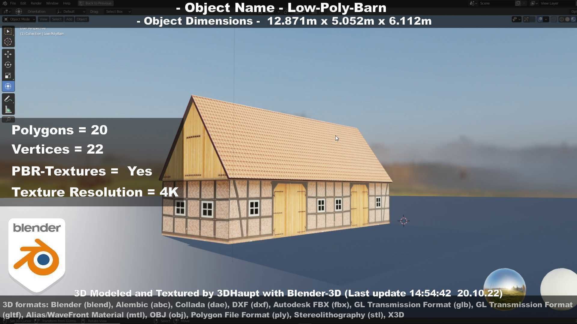 Half-Timbered Barn Low-poly 3D model_67