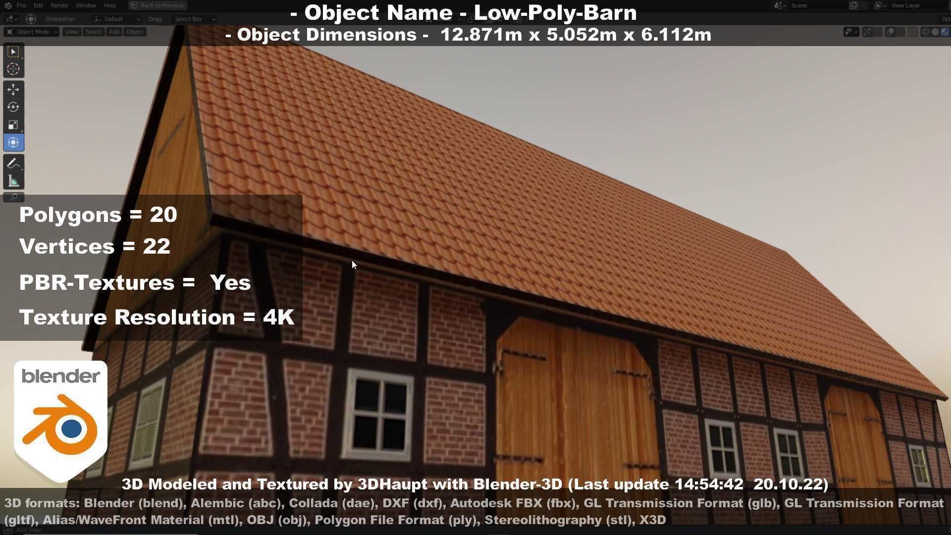 Half-Timbered Barn Low-poly 3D model_16