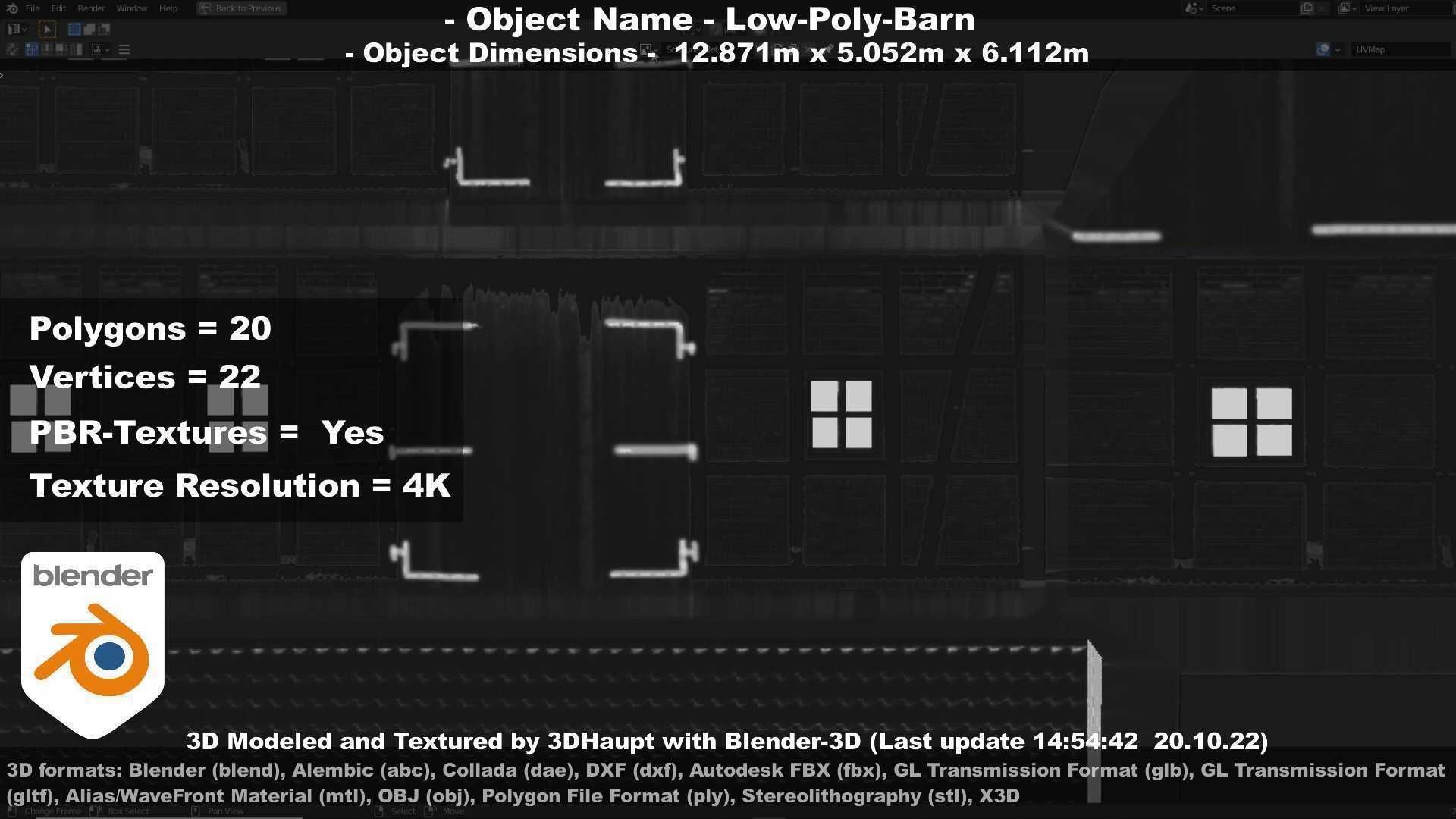 Half-Timbered Barn Low-poly 3D model_15