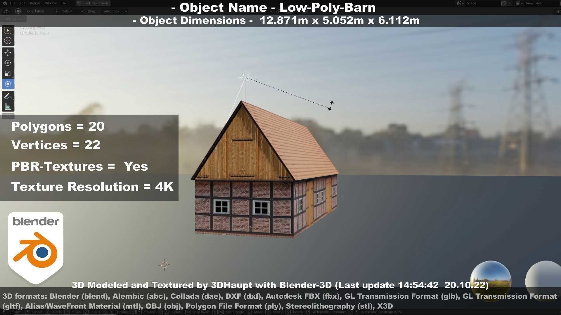 Half-Timbered Barn Low-poly 3D model_61