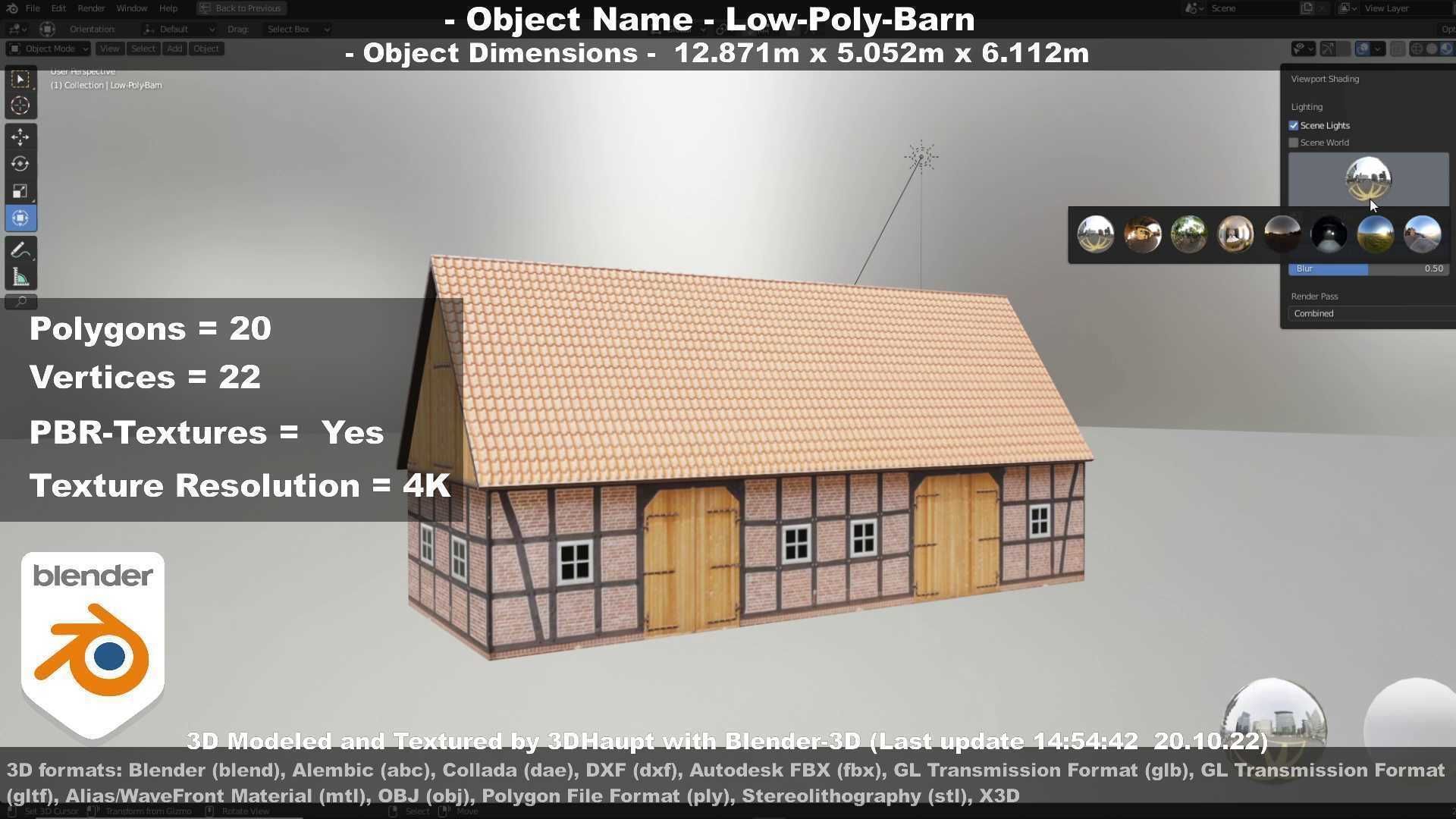 Half-Timbered Barn Low-poly 3D model_42
