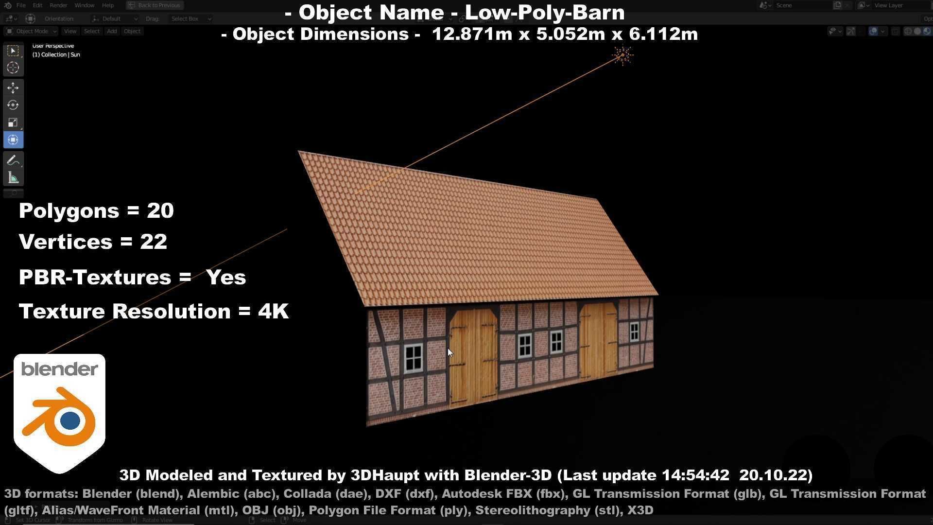 Half-Timbered Barn Low-poly 3D model_26